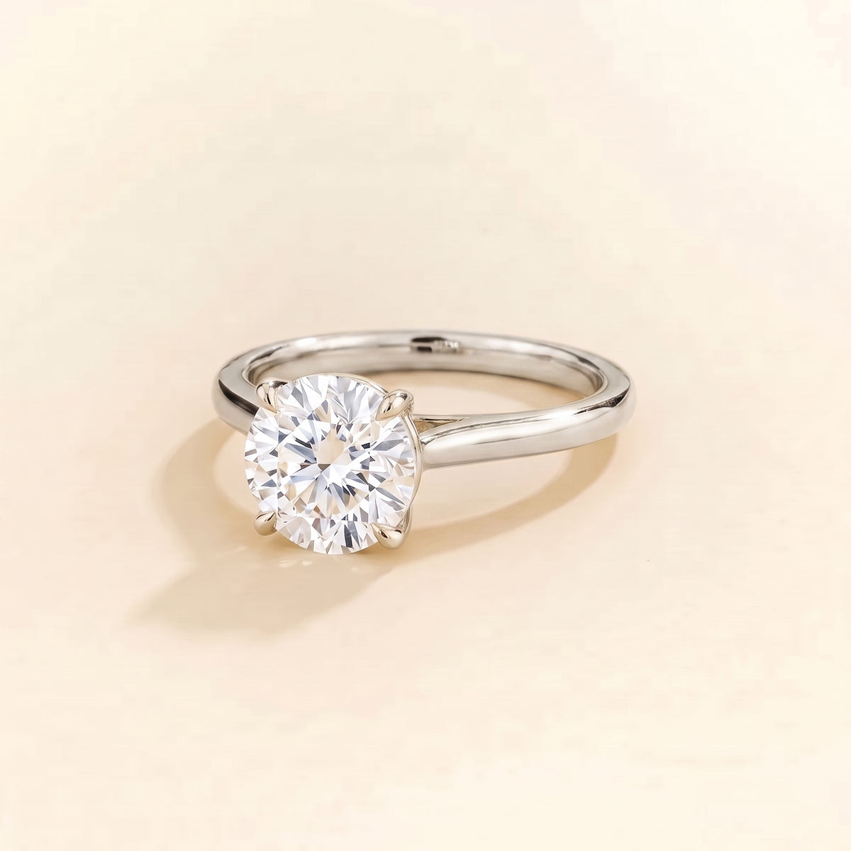 Nina Round Shape Diamond Cathedral Solitaire Ring three quarter