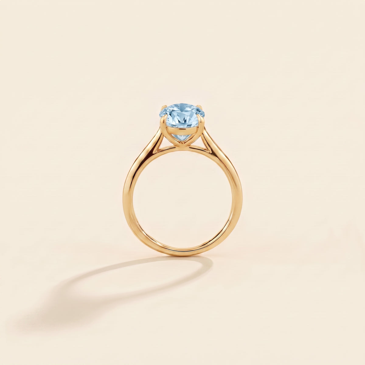 Lyra Oval Shape Aquamarine Cathedral Solitaire Ring side profile
