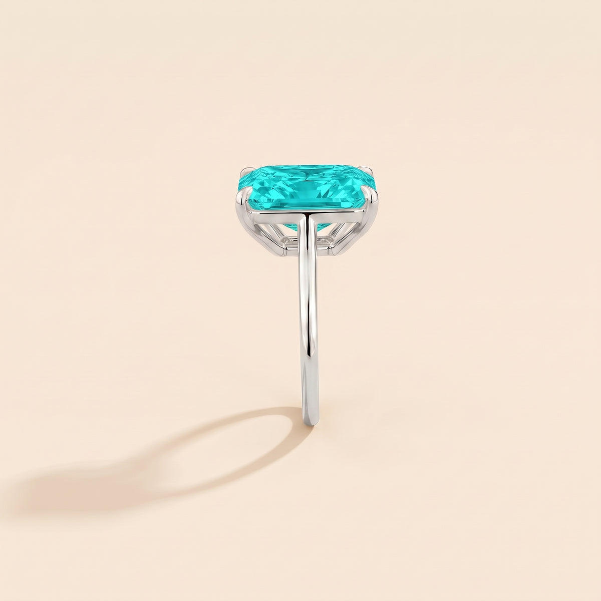 Clair Radiant Shape Paraiba Cathedral Solitaire Ring side edge