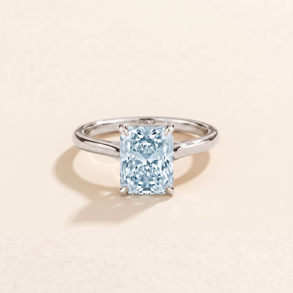 Clair Radiant Shape Aquamarine Cathedral Solitaire Ring front