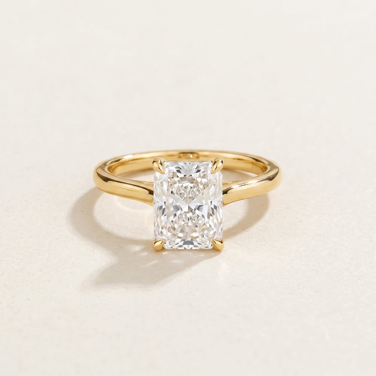 Clair Radiant Shape Diamond Cathedral Solitaire Ring front
