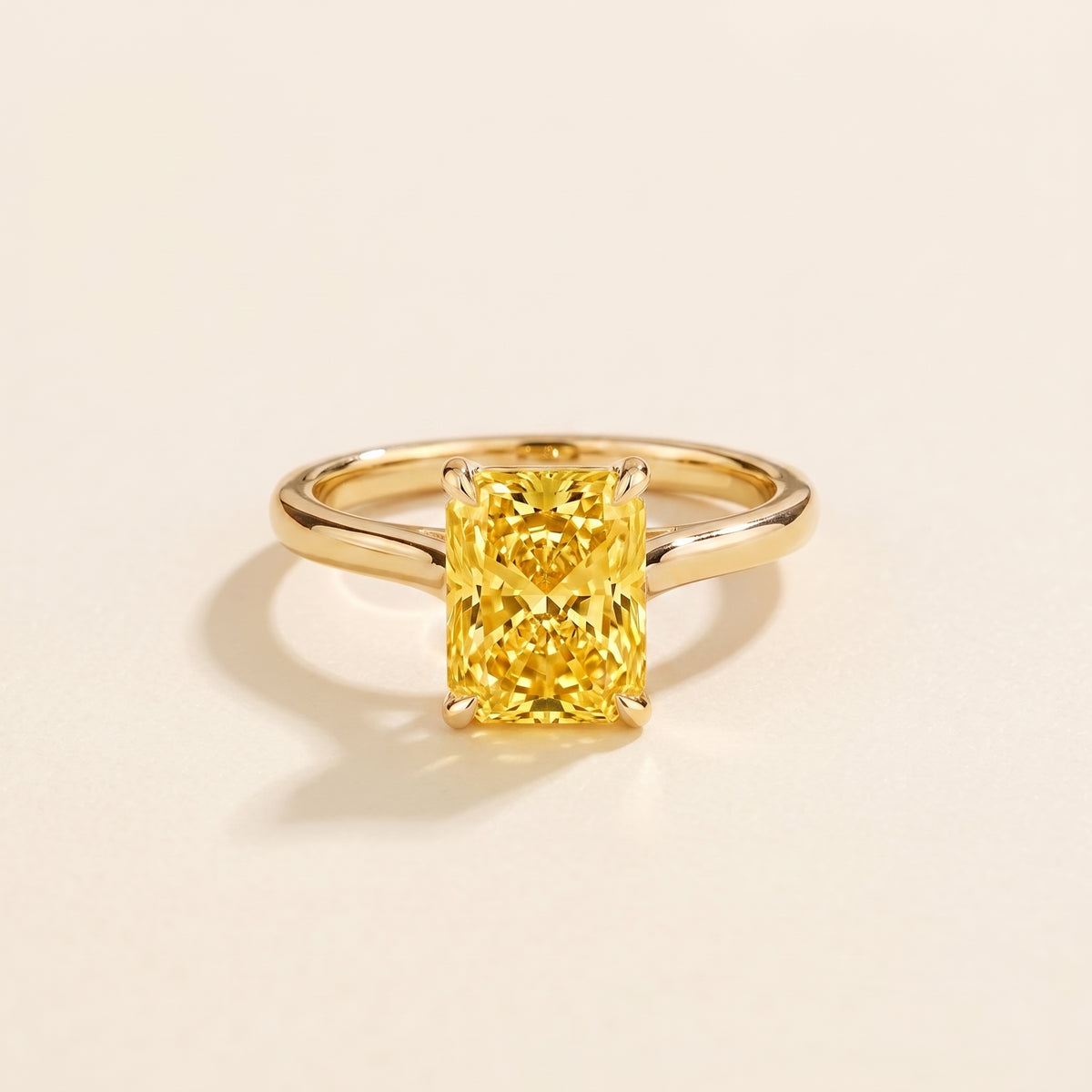 Clair Radiant Shape Yellow Sapphire Cathedral Solitaire Ring front