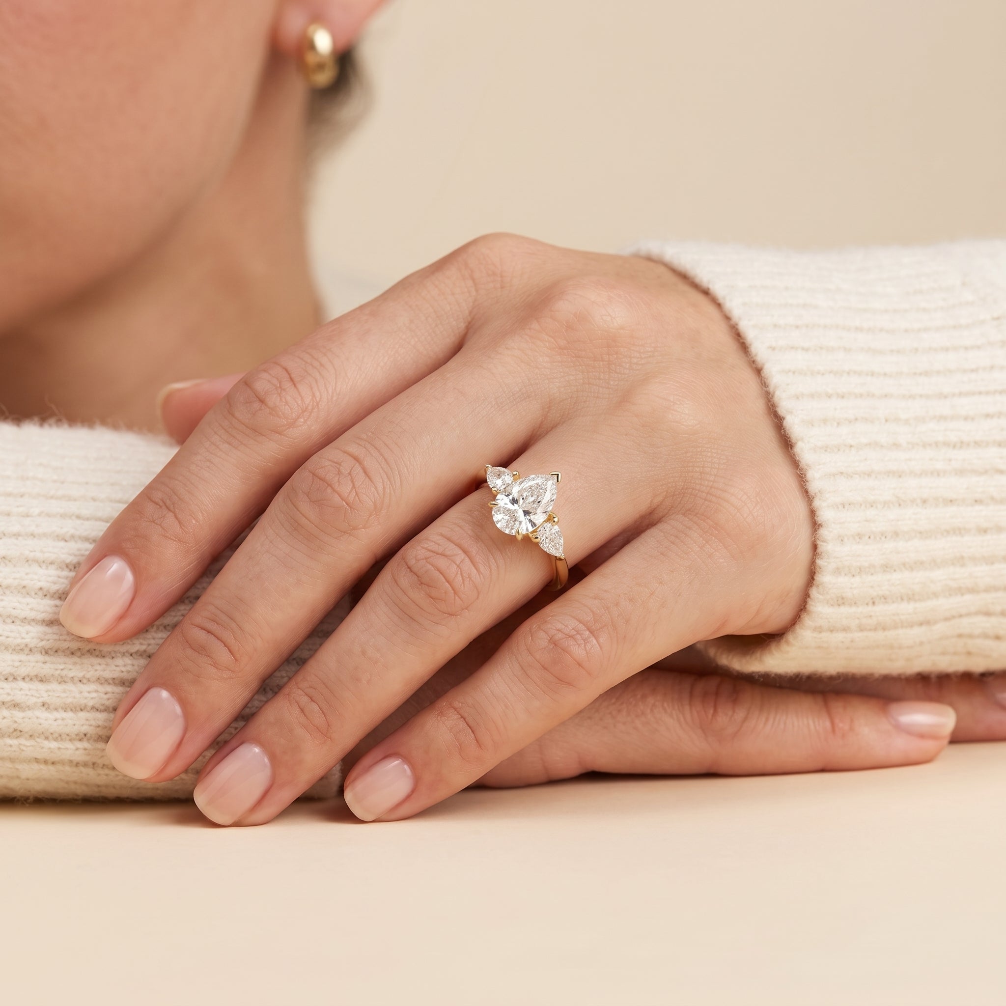 Terra Diamond Pear Cut Gold Ring