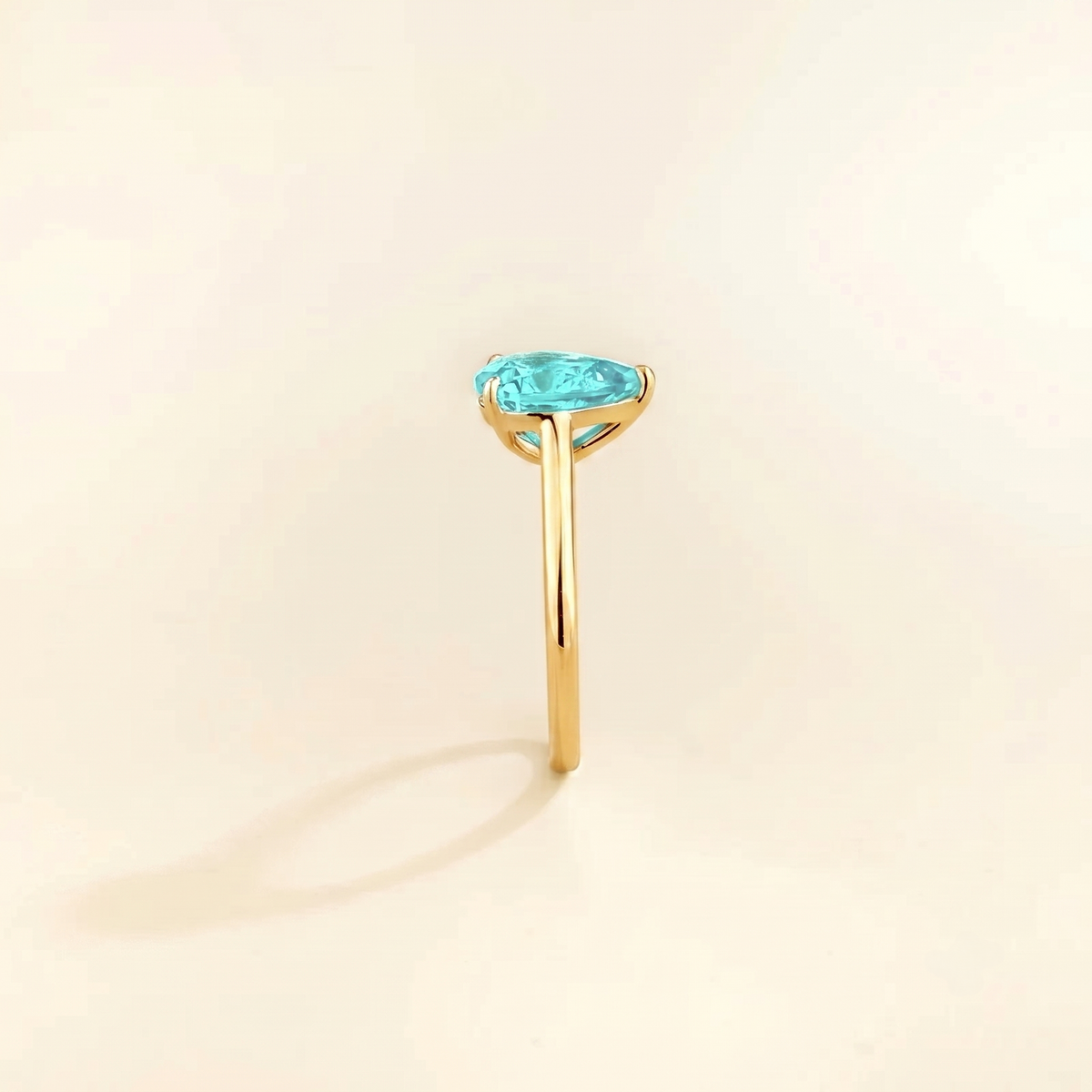 Pandal Pear Shape Paraiba Cathedral Solitaire Ring side edge