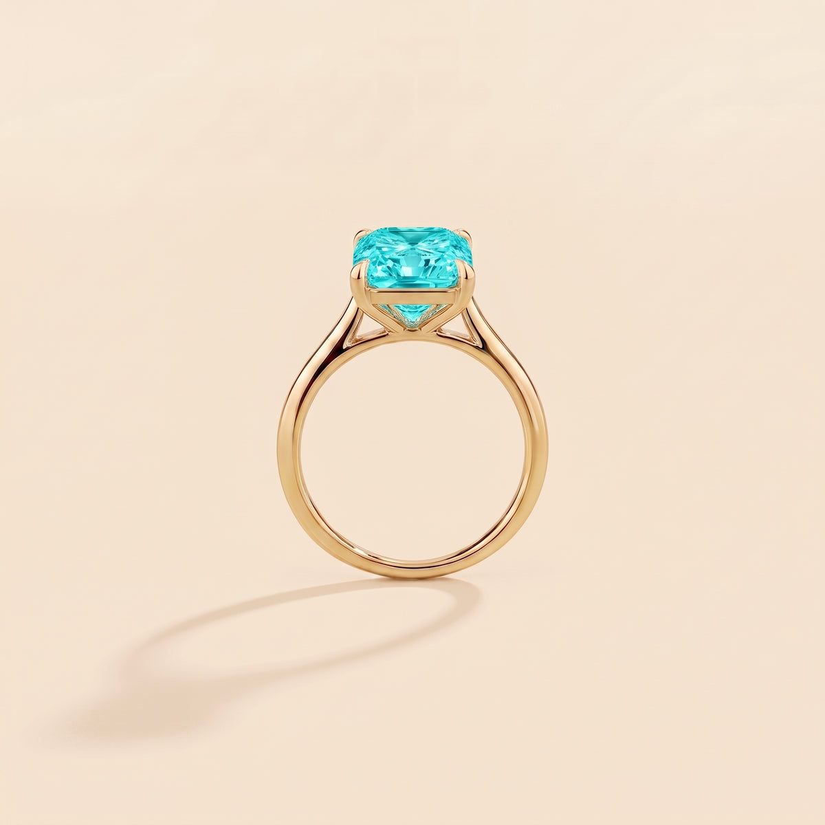 Clair Radiant Shape Paraiba Cathedral Solitaire Ring side profile