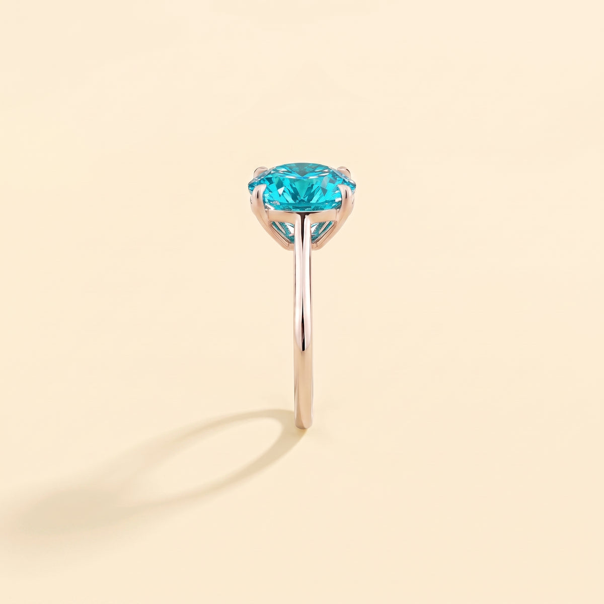 Iris Cushion Shape Paraiba Cathedral Solitaire Ring side edge