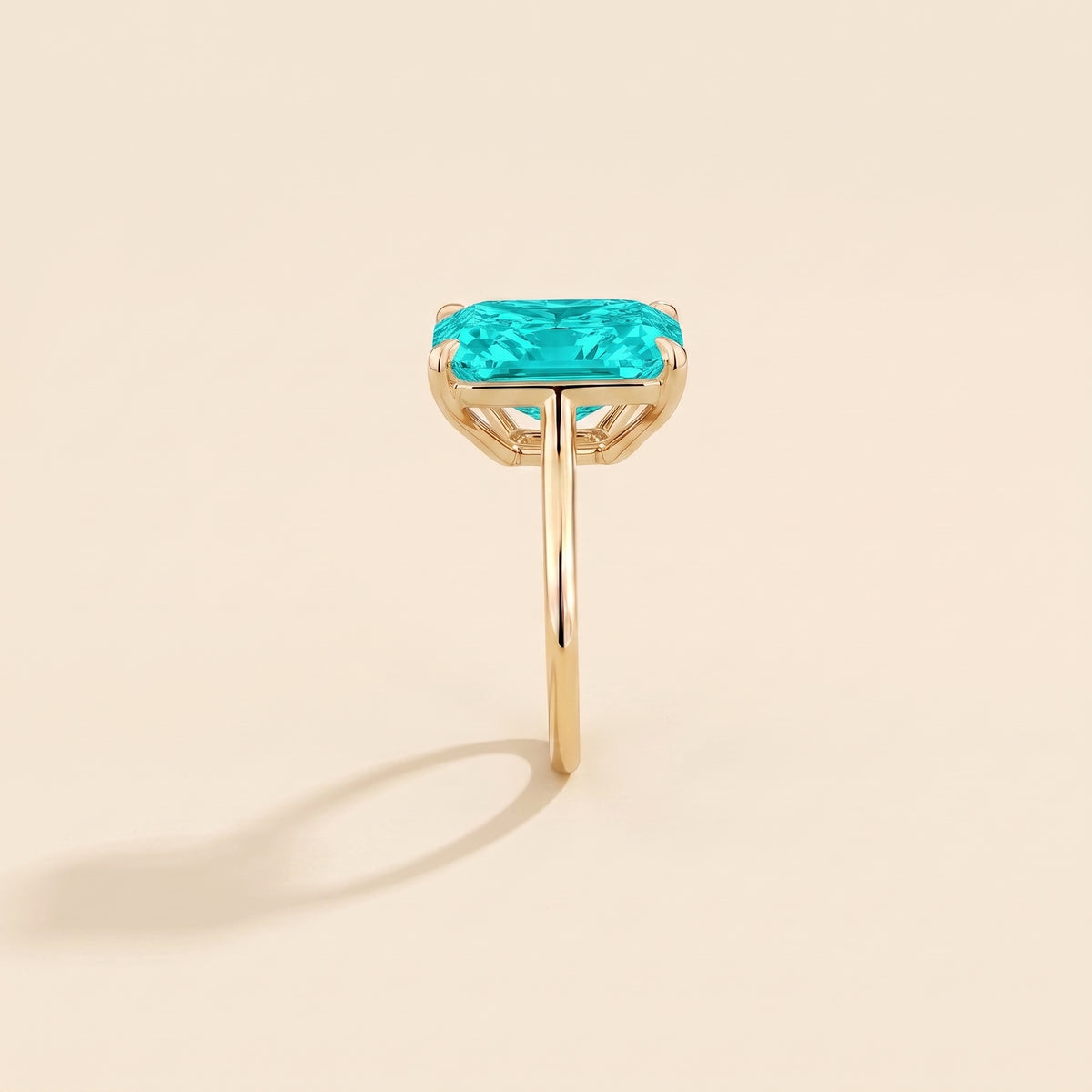 Clair Radiant Shape Paraiba Cathedral Solitaire Ring side edge