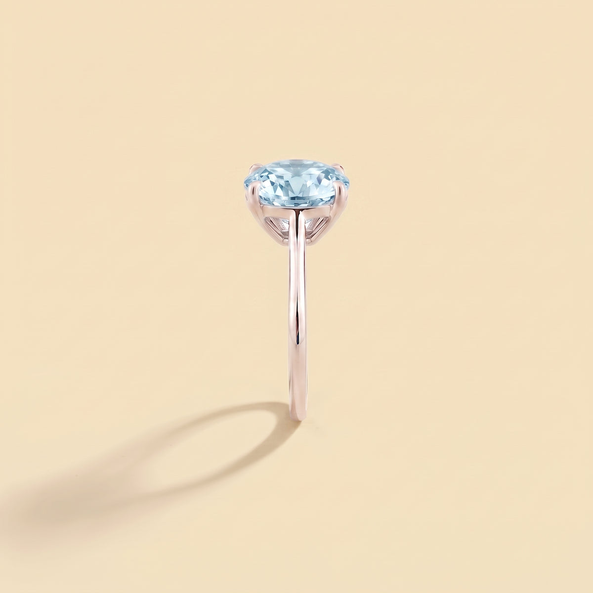 Iris Cushion Shape Aquamarine Cathedral Solitaire Ring side edge