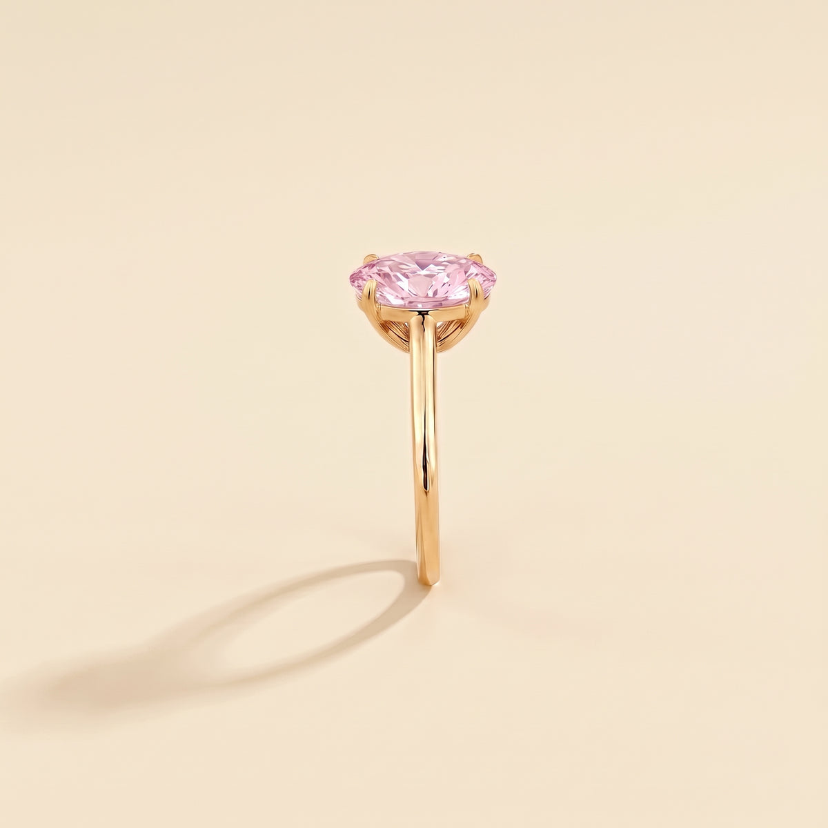 Lyra Oval Shape Pastel Pink Sapphire Cathedral Solitaire Ring side edge