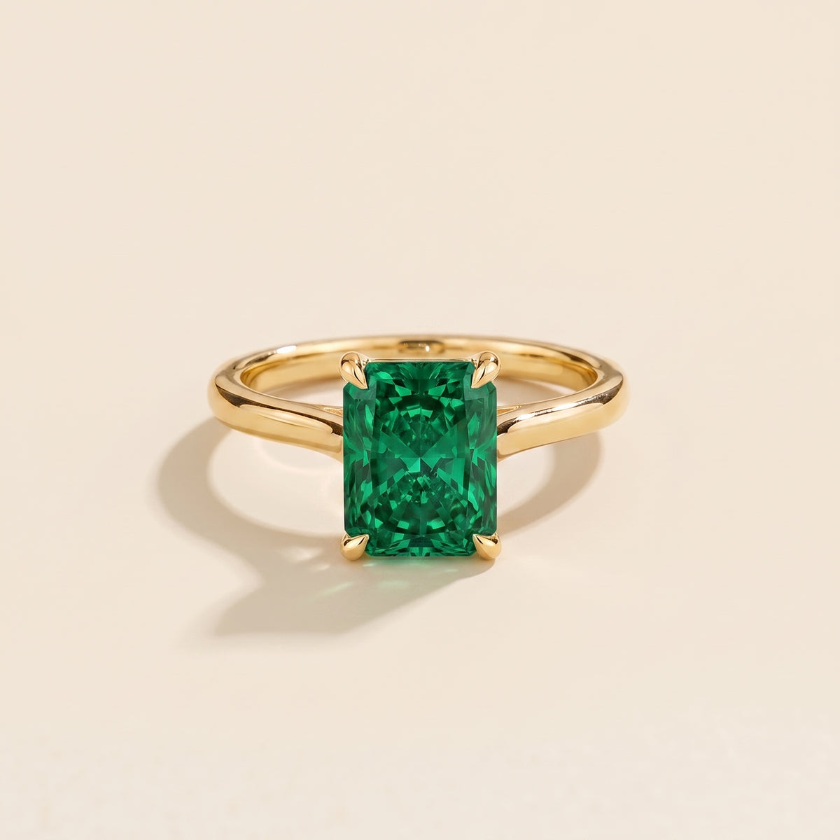 Clair Radiant Shape Emerald Cathedral Solitaire Ring front