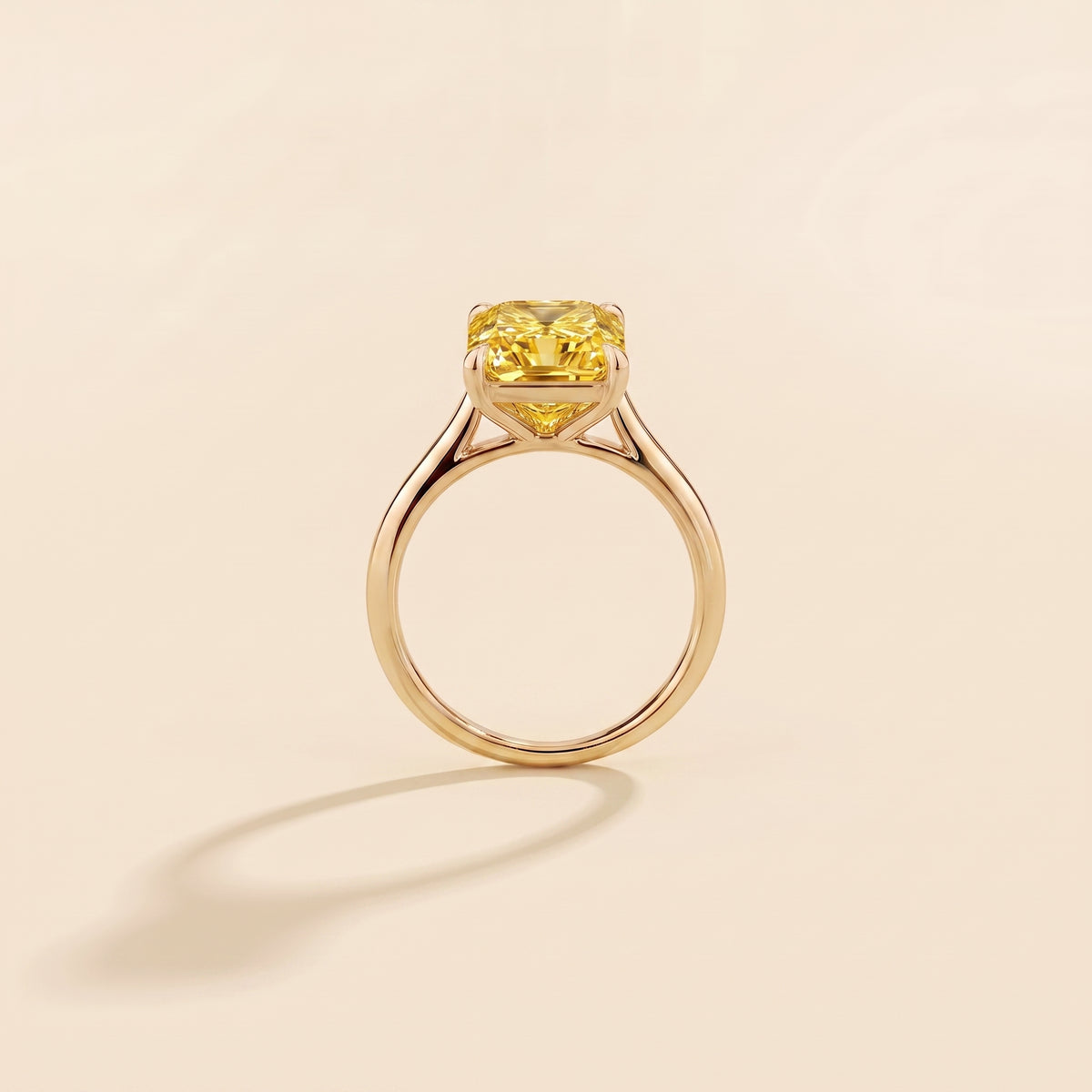 Clair Radiant Shape Yellow Sapphire Cathedral Solitaire Ring side profile