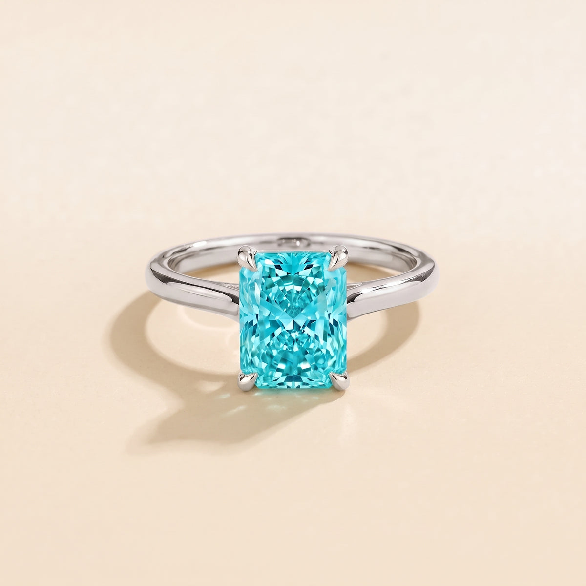 Clair Radiant Shape Paraiba Cathedral Solitaire Ring front