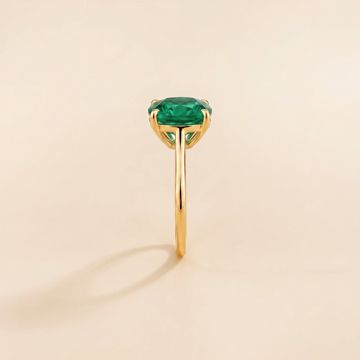 Iris Cushion Shape Emerald Cathedral Solitaire Ring side edge