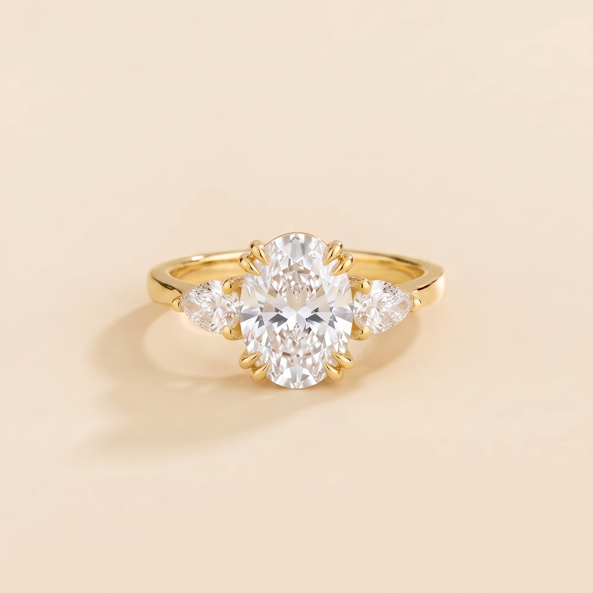 Isra Diamond Oval Cut & Pear Cut Gold Ring