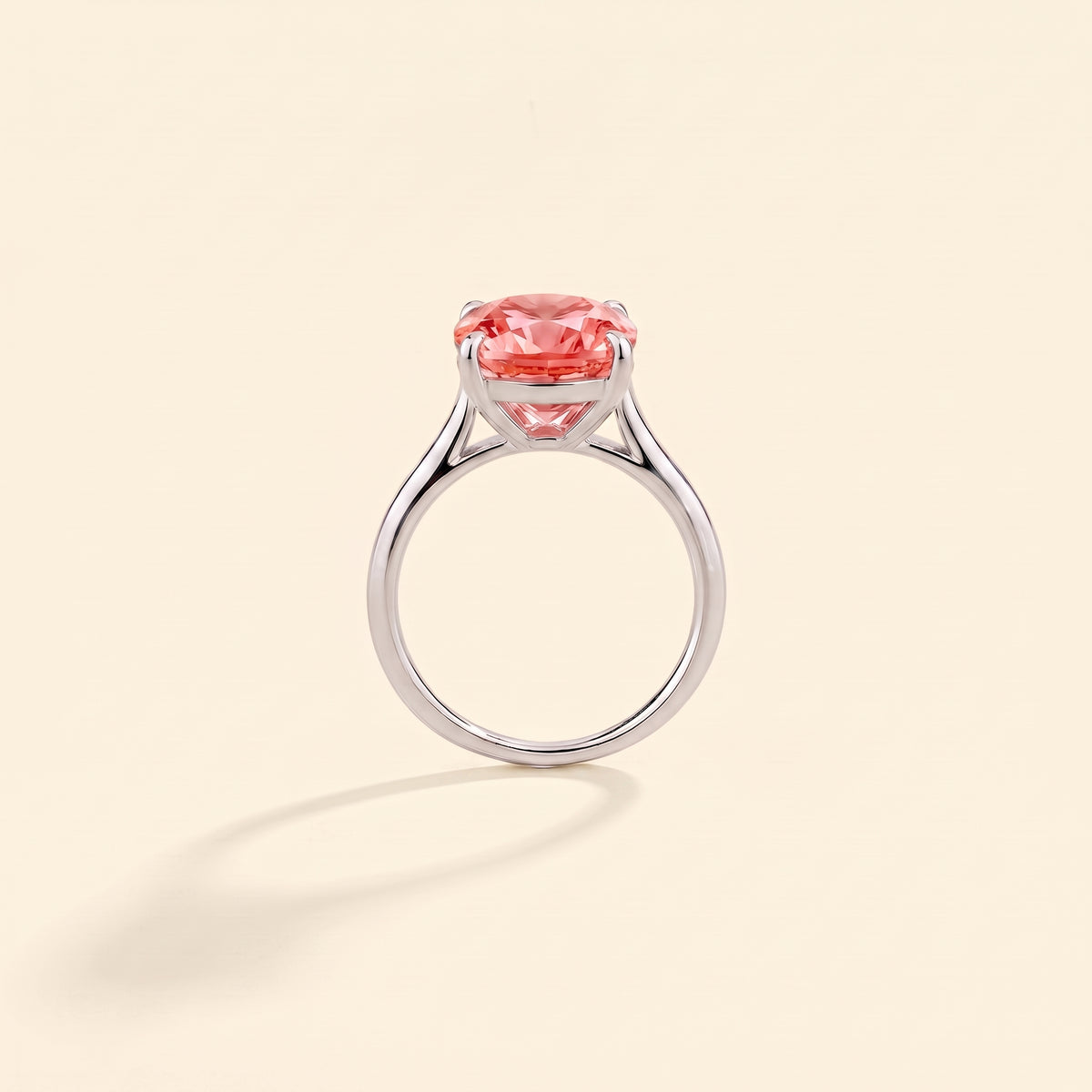 Iris Cushion Shape Padparadscha Sapphire Cathedral Solitaire Ring side
