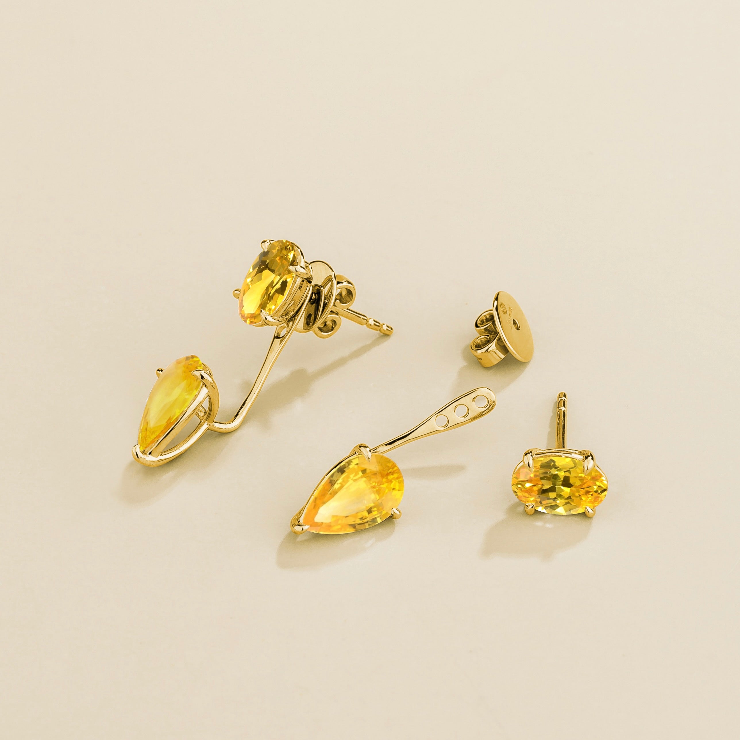 Juli Design Gold Earrings with Pear and Oval Yellow Sapphires – Juvetti UK