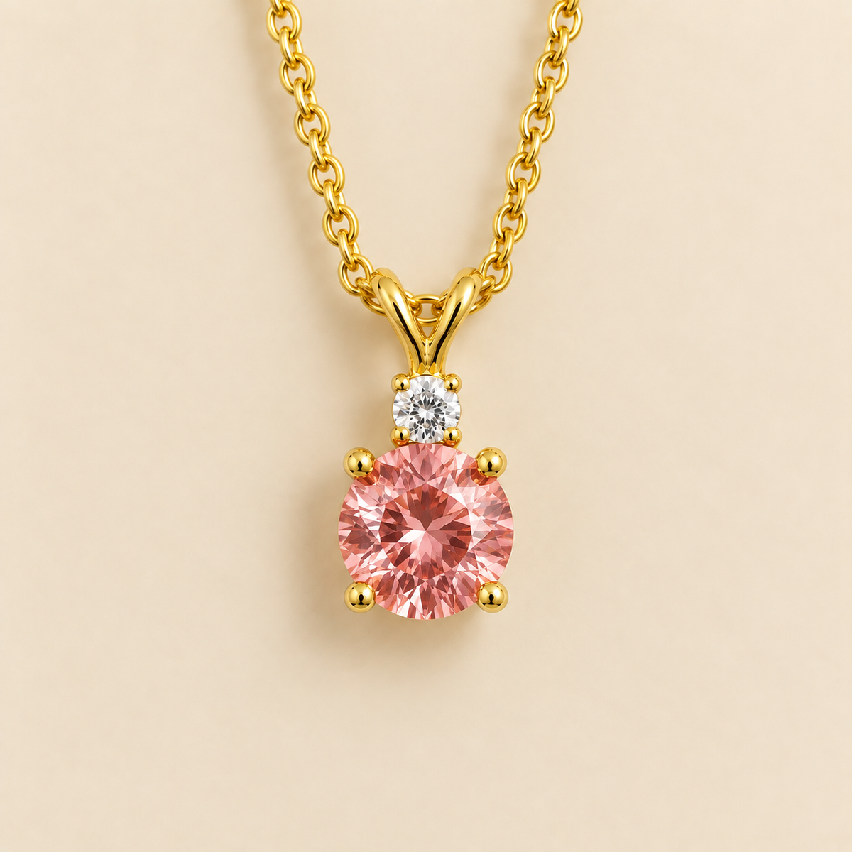 Joie Round Padparadscha Sapphire & Diamond Drop Pendant Necklace In Gold