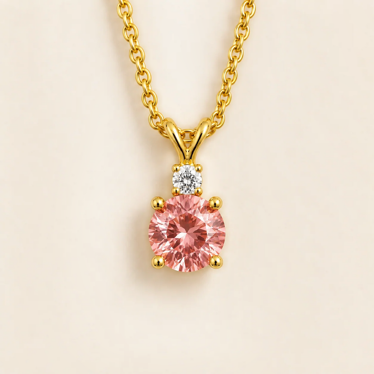 Joie Round Padparadscha Sapphire & Diamond Drop Pendant Necklace In Gold