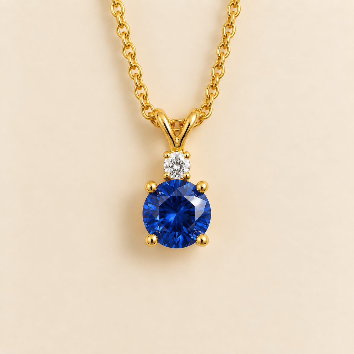 Joie Round Blue Sapphire & Diamond Drop Pendant Necklace in Gold | Juvetti