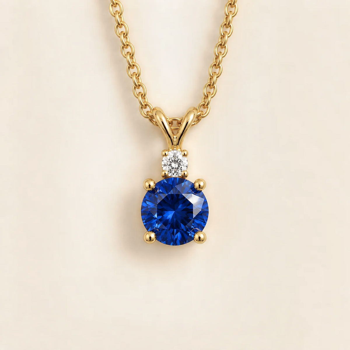 Joie Round Blue Sapphire & Diamond Drop Pendant Necklace in Gold | Juvetti
