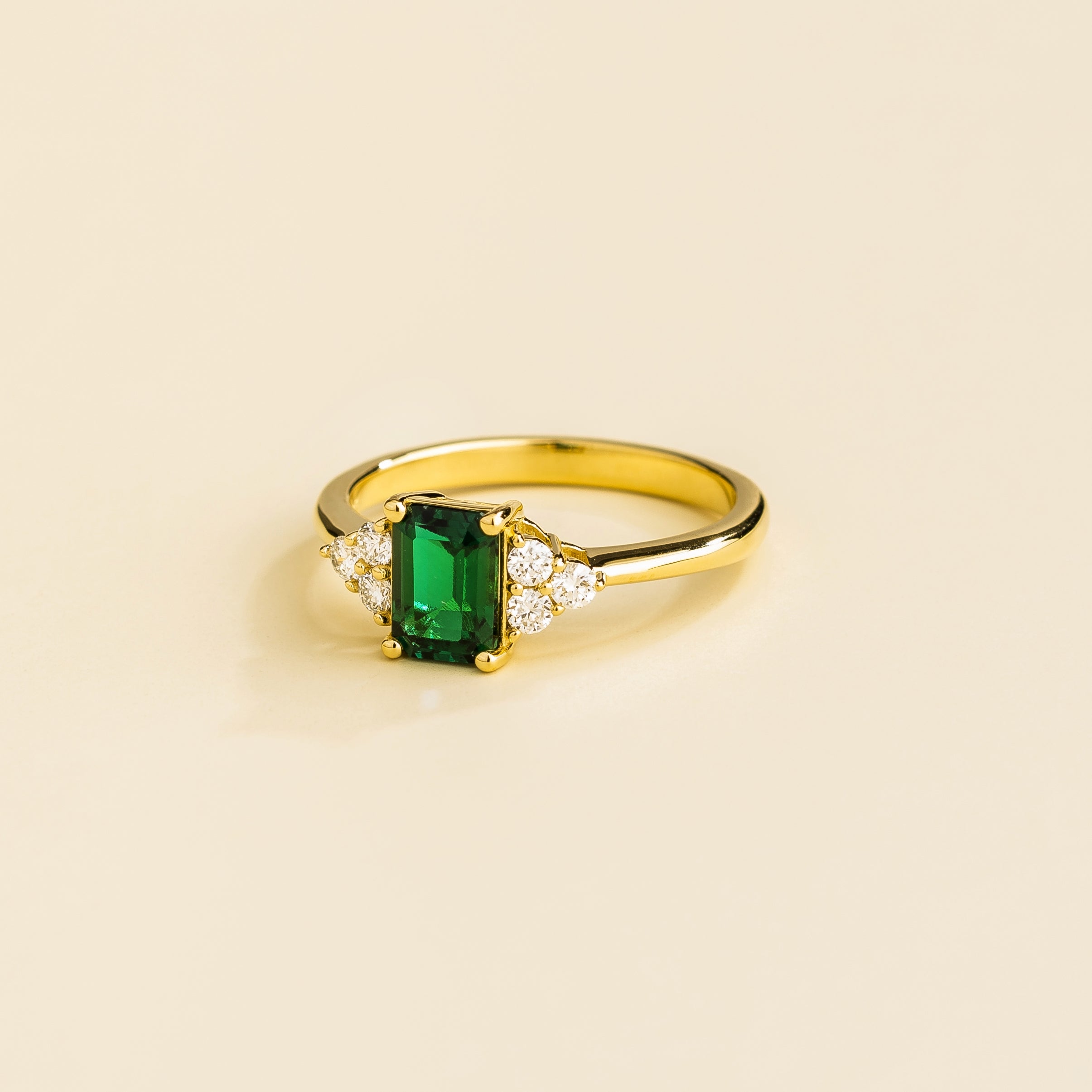 Chateau Gold Ring Emerald & Diamond by Juvetti