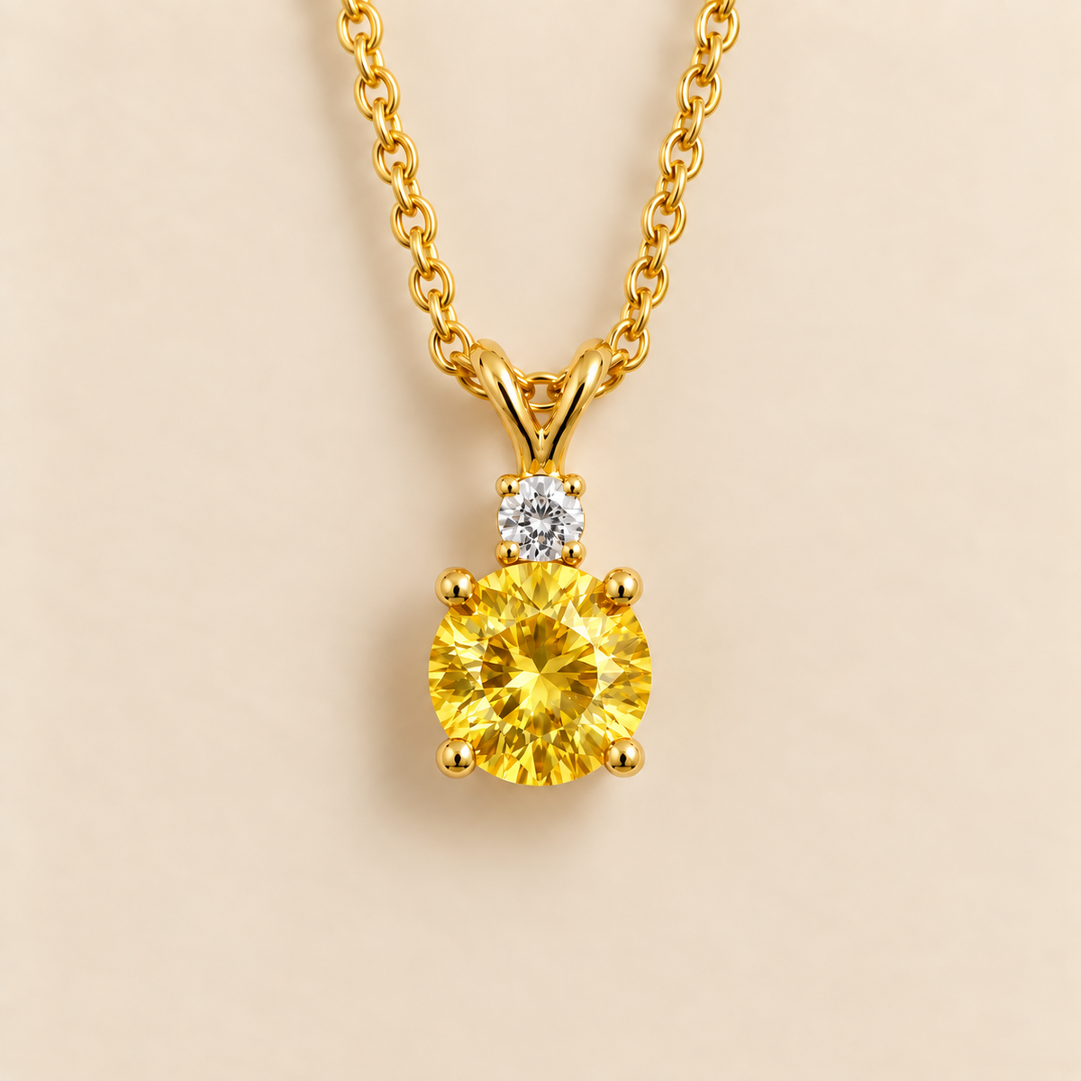Joie Gold Pendant Necklace with Lab-Grown Yellow Sapphire & Diamond – Juvetti London