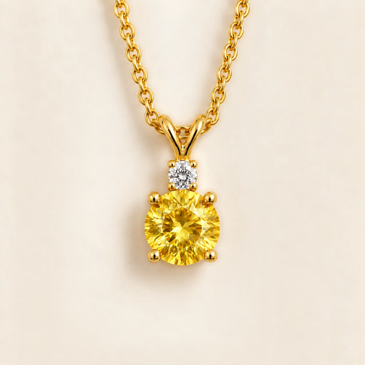 Joie Gold Pendant Necklace with Lab-Grown Yellow Sapphire & Diamond – Juvetti London