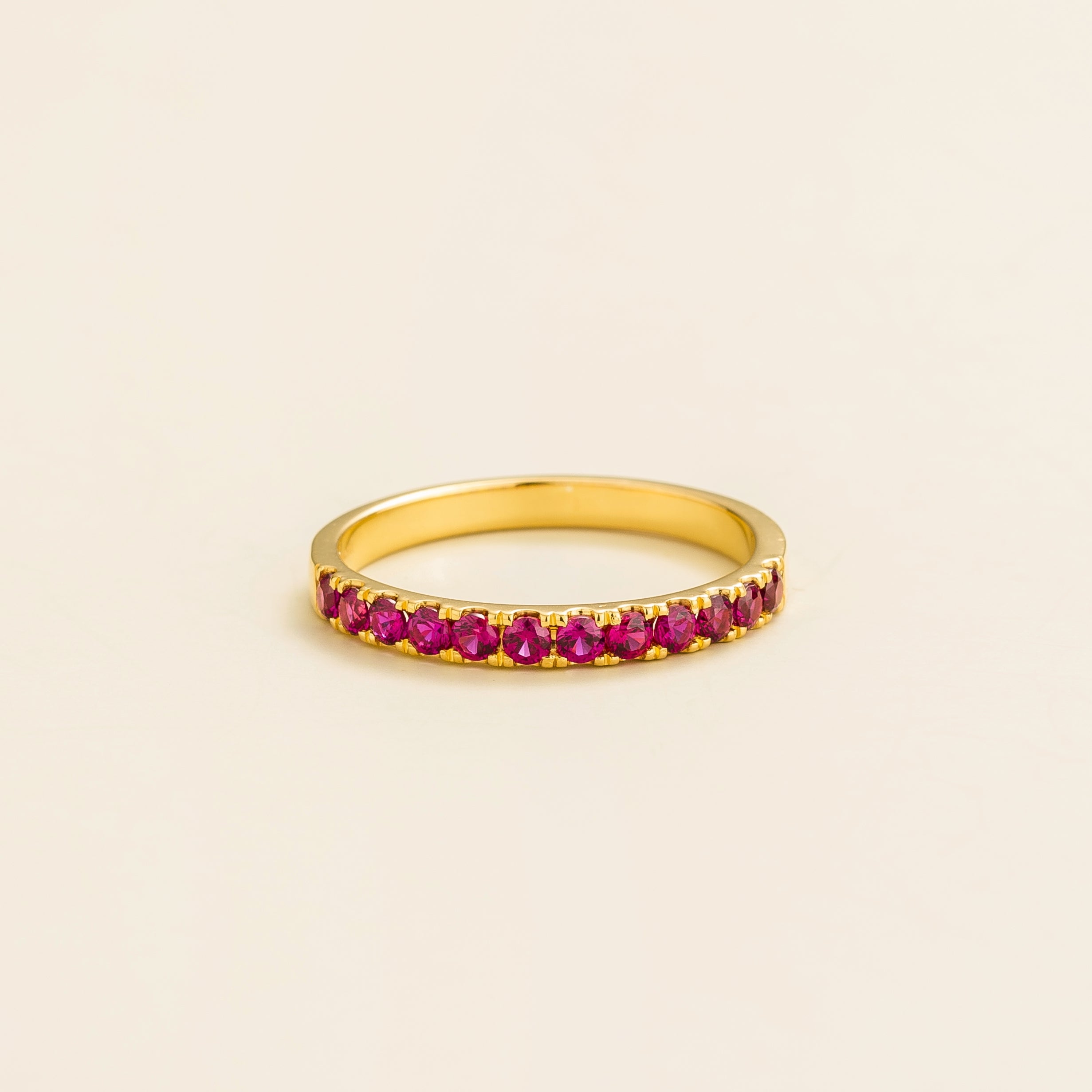 Half Eternity Gold Ring Set with Round Ruby – Fine Jewellery UK