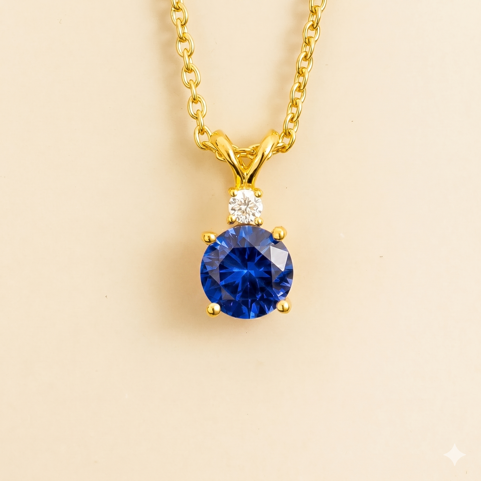 Joie Round Blue Sapphire & Diamond Drop Pendant Necklace In Gold