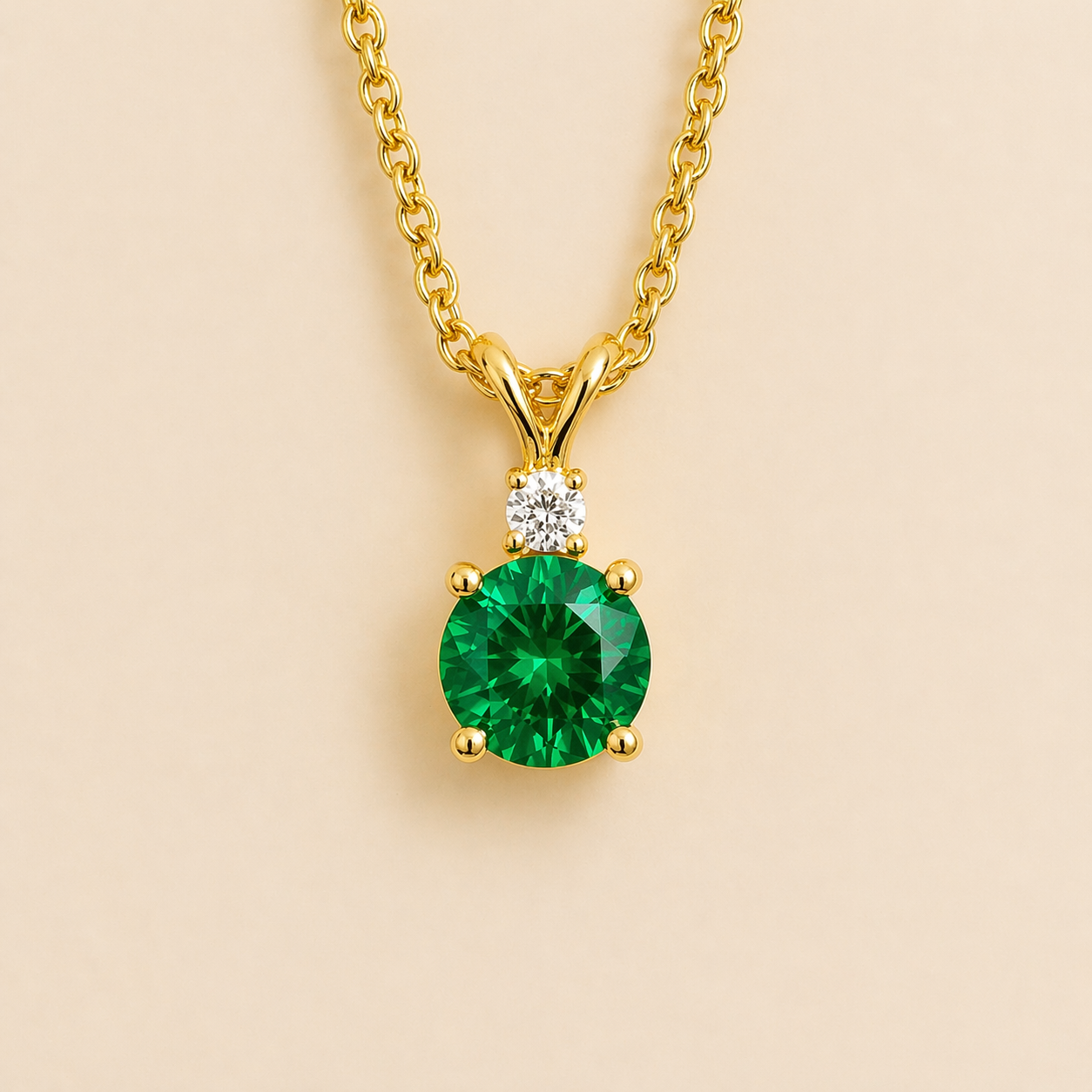 Joie Round Emerald & Diamond Drop Pendant Necklace In Gold