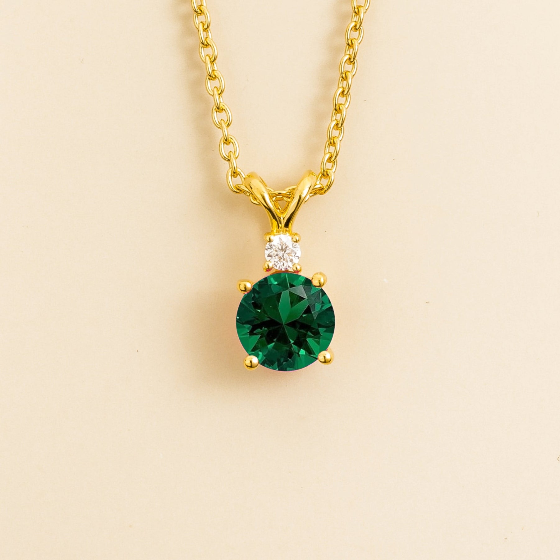 Joie Pendant Necklace in Emerald & Diamond Set In Gold