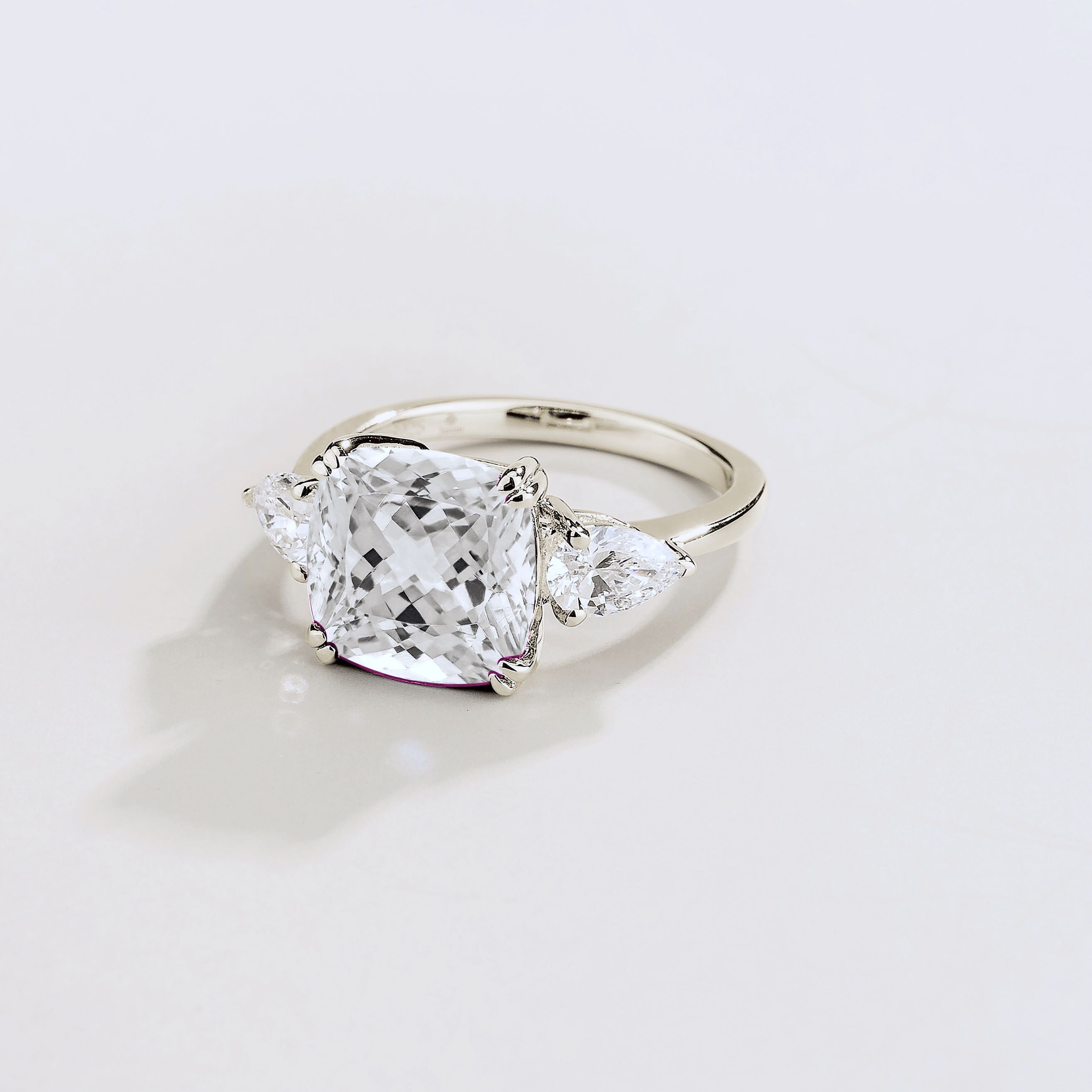 Pari Diamond Cushion Cut & Pear Cut White Gold Ring