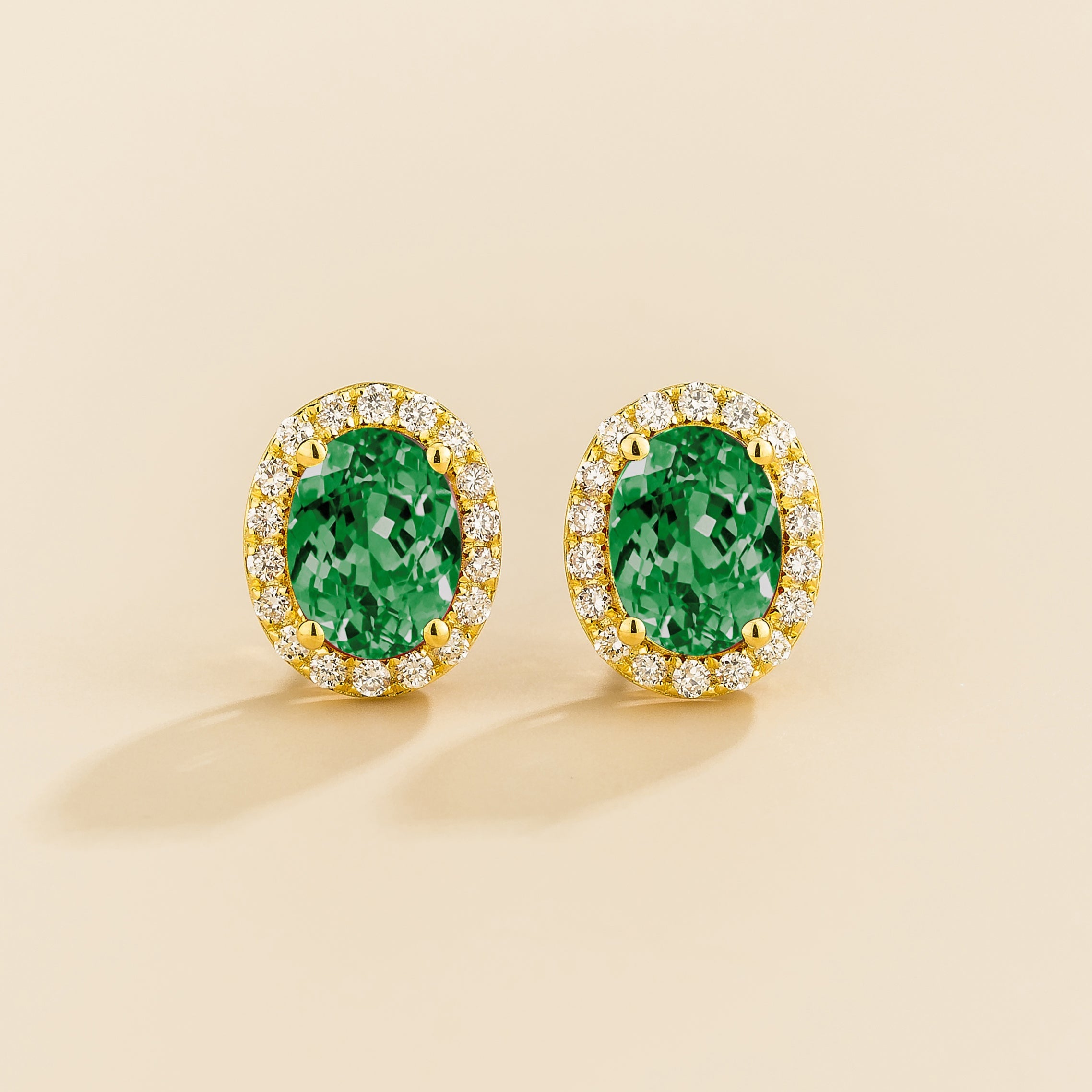 Mina Gold Earrings Emerald & Diamond