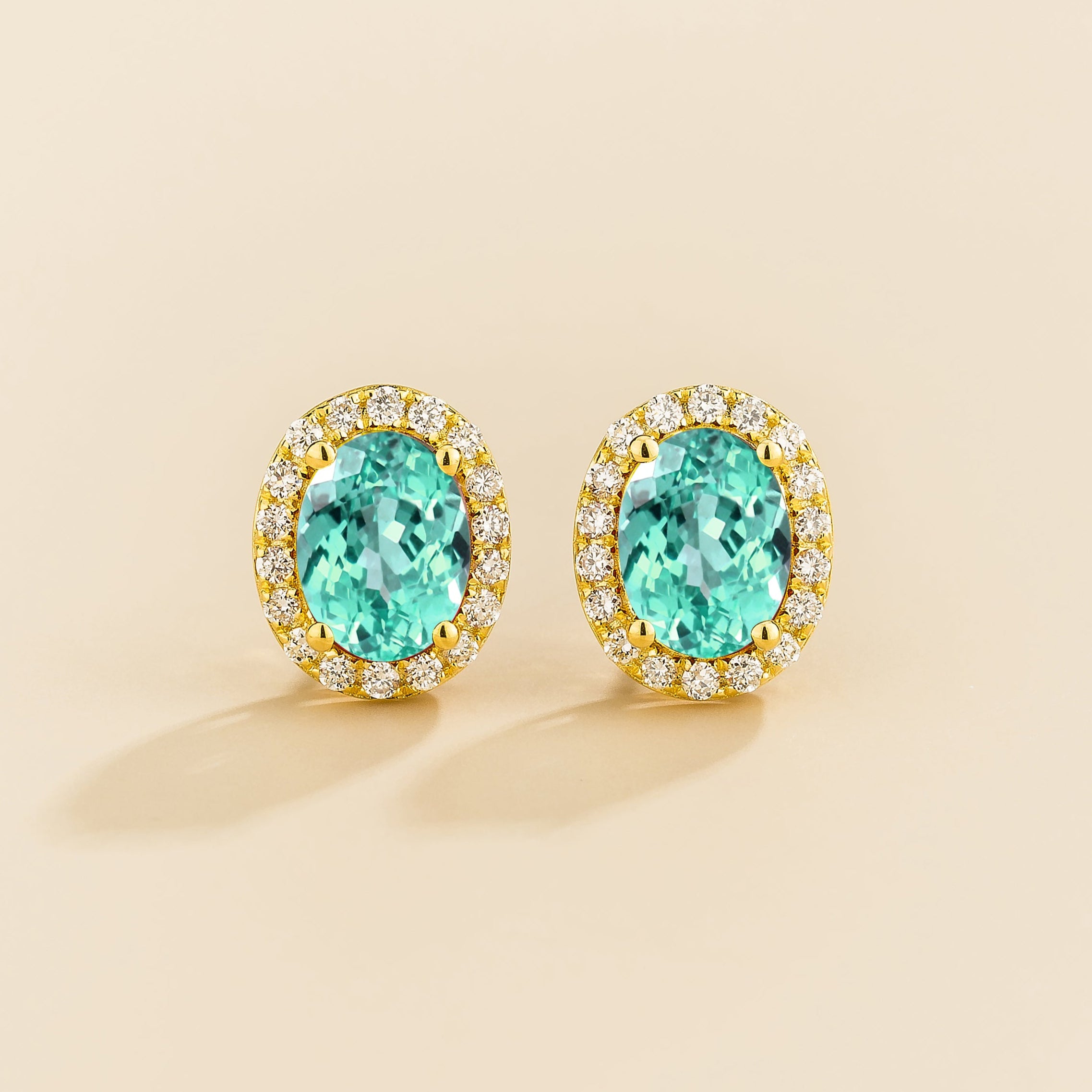 Mina Gold Earrings in Paraiba Sapphire & Diamonds