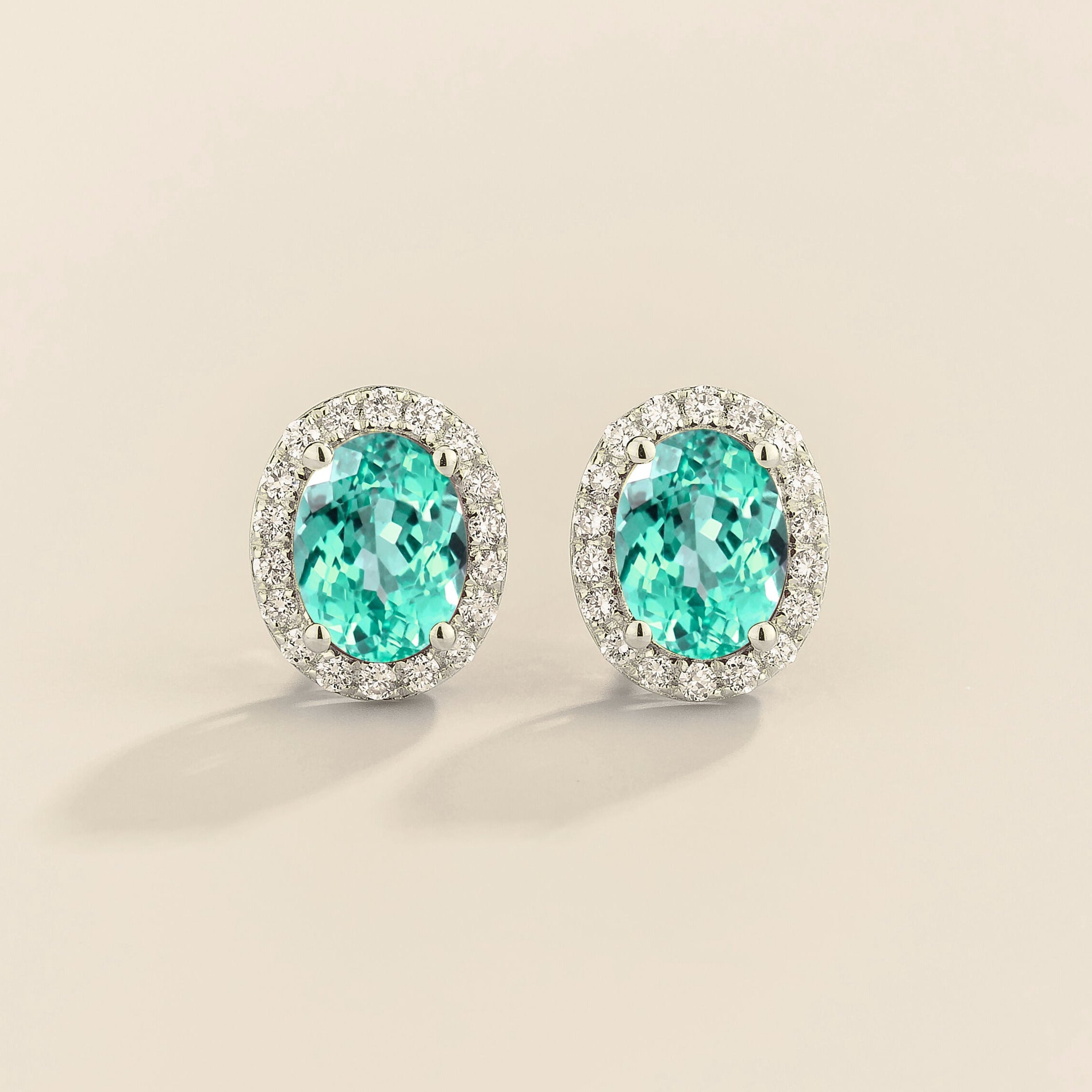 Mina White Gold Earrings in Paraiba Sapphire & Diamonds