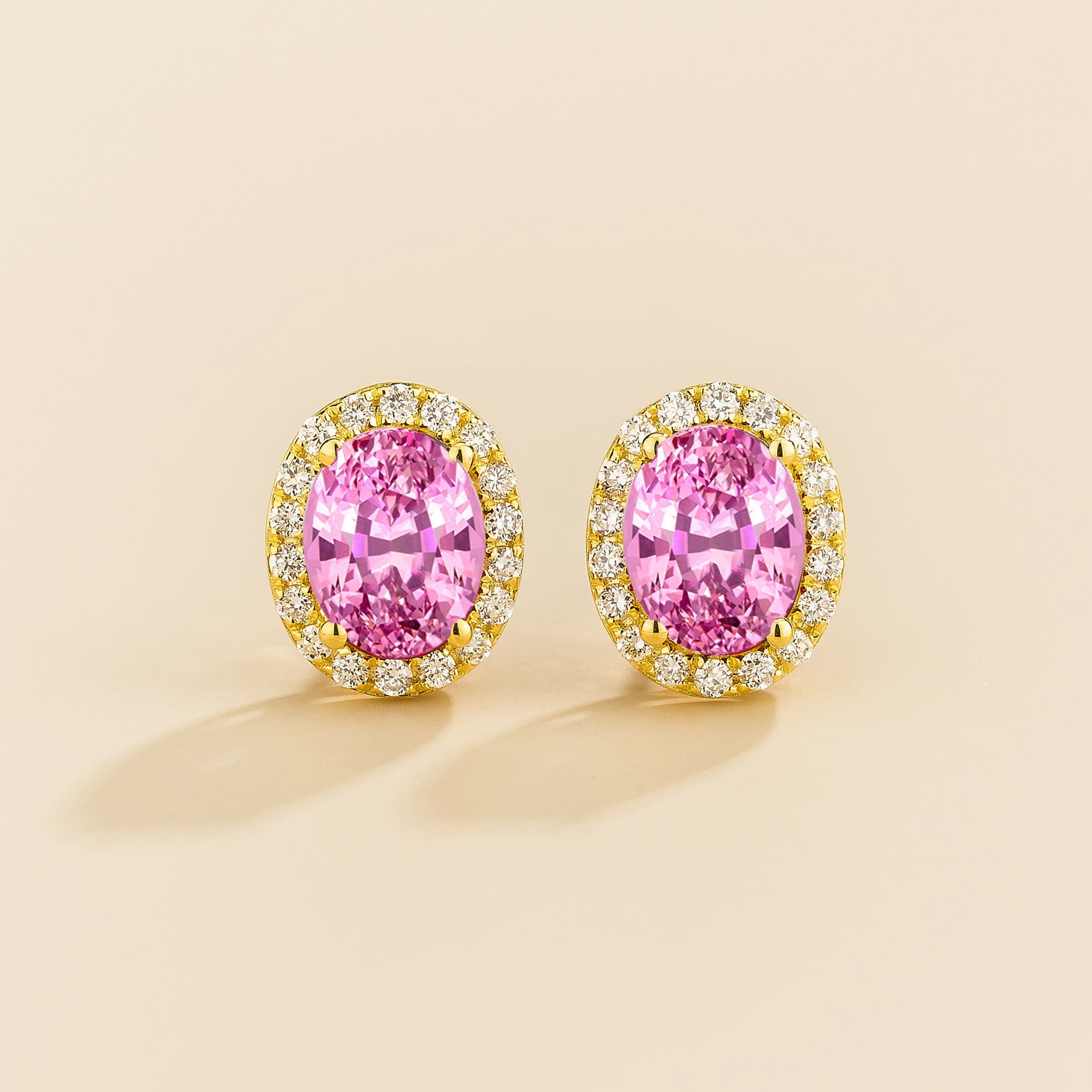 Mina Gold Earrings in Pink Sapphire & Diamonds