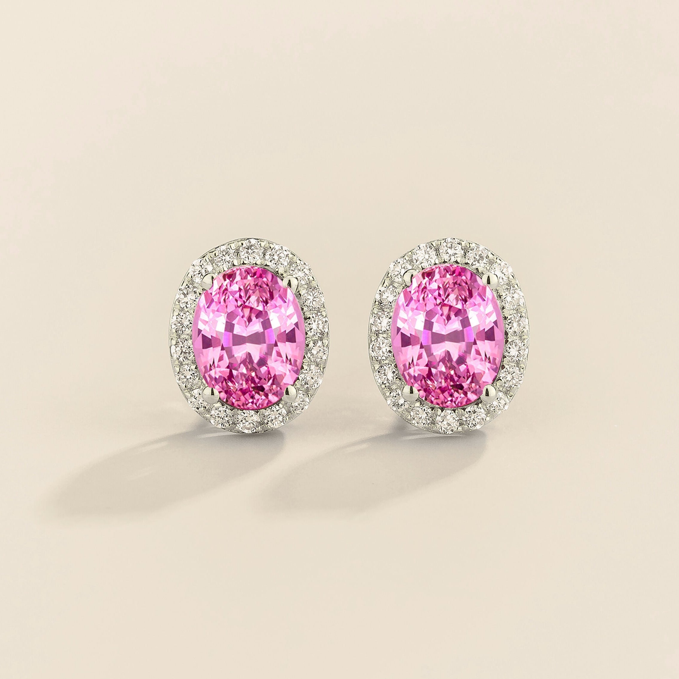 Mina White Gold Earrings in Pink Sapphire & Diamonds