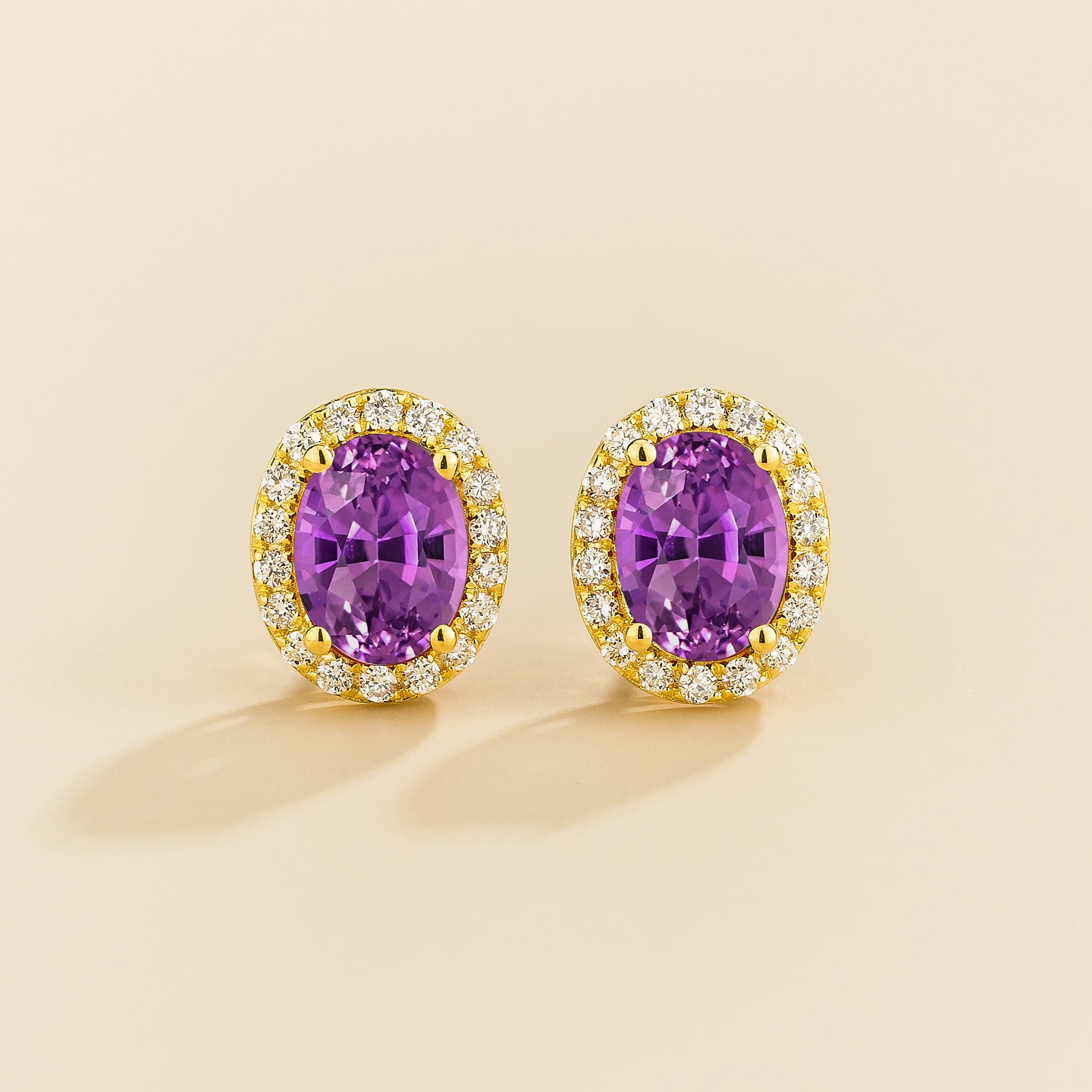 Mina Gold Earrings in Purple Sapphire & Diamonds