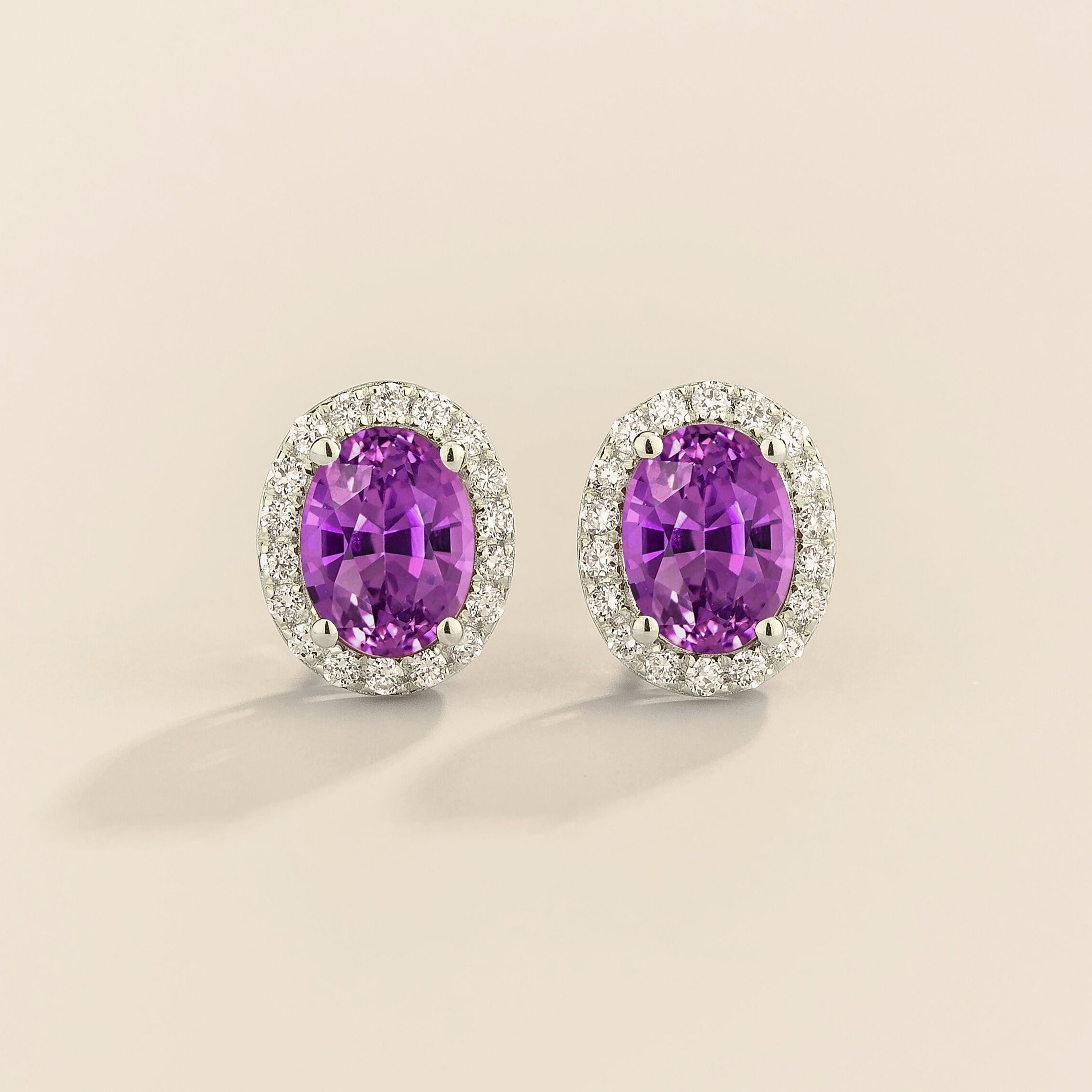 Mina White Gold Earrings in Purple Sapphire & Diamonds