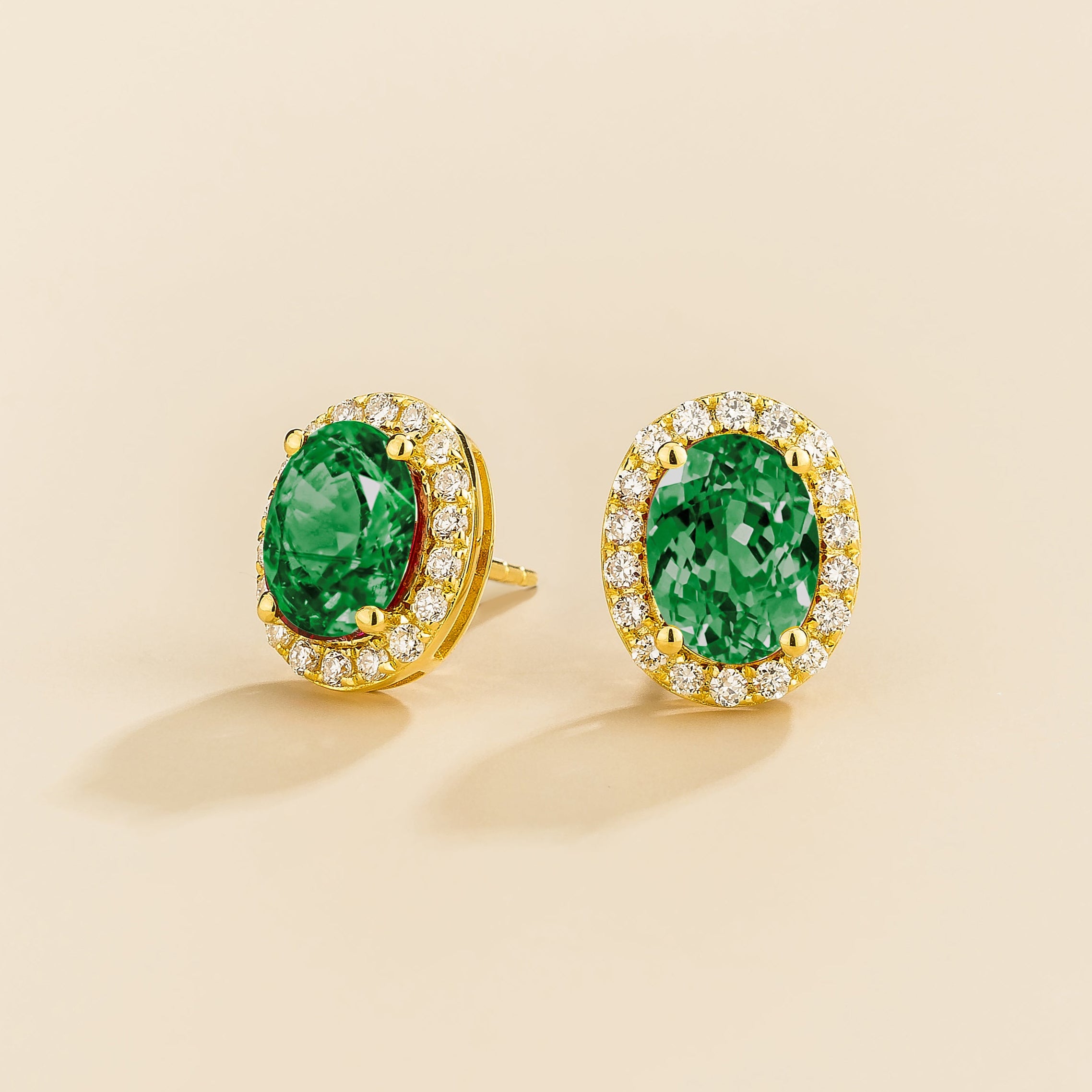 Mina Gold Earrings Emerald & Diamond