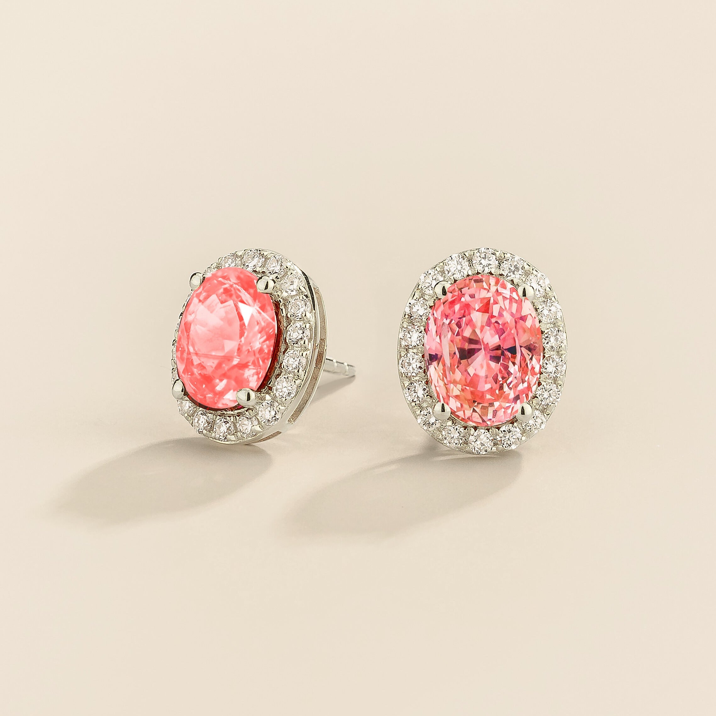 Mina White Gold Earrings in Padparadscha Sapphire & Diamonds
