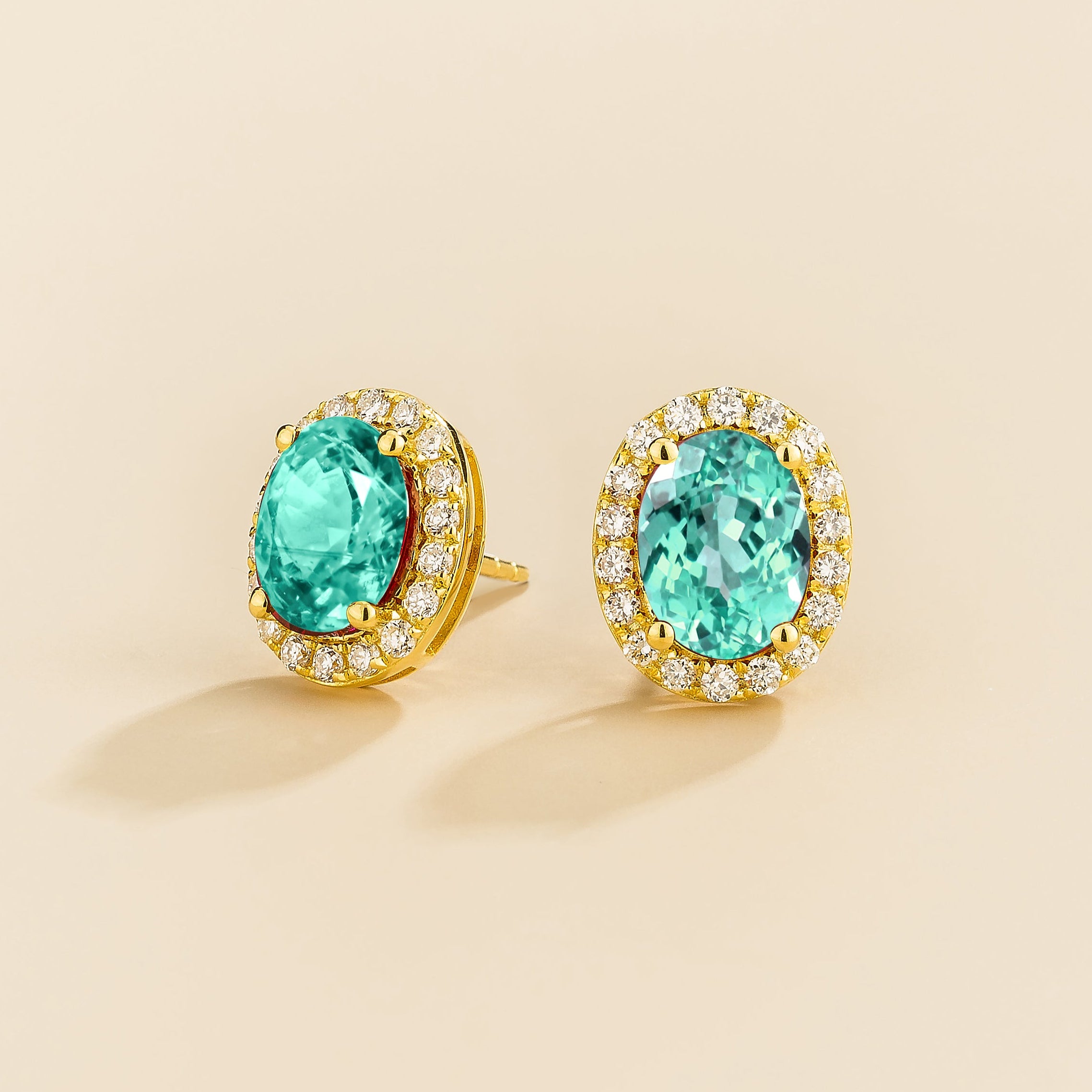 Mina Gold Earrings in Paraiba Sapphire & Diamonds