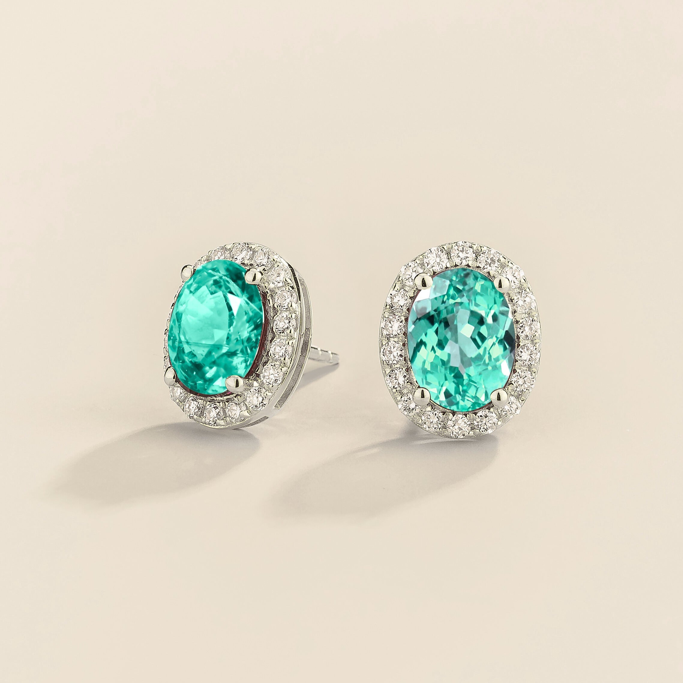 Mina White Gold Earrings in Paraiba Sapphire & Diamonds