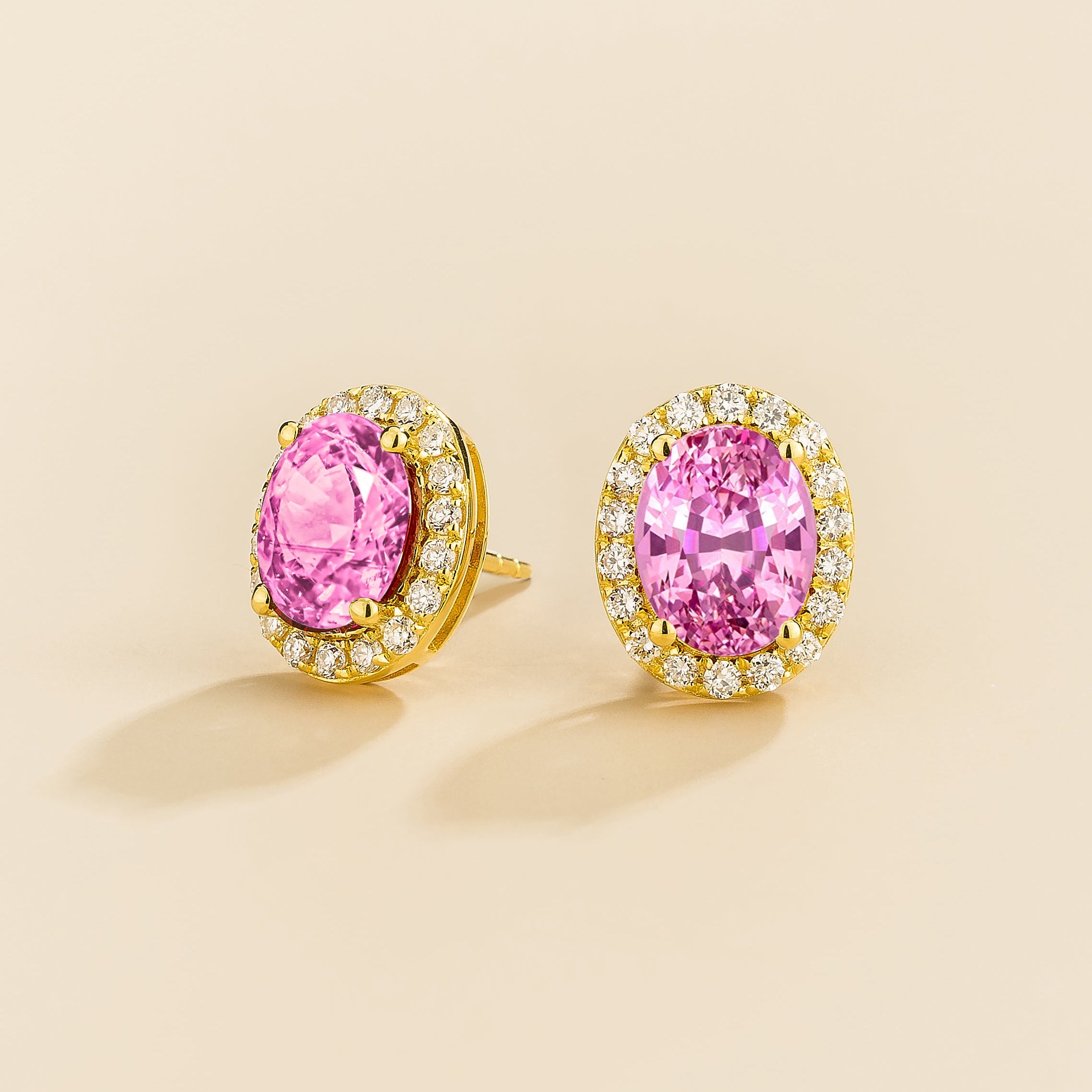Mina Gold Earrings in Pink Sapphire & Diamonds