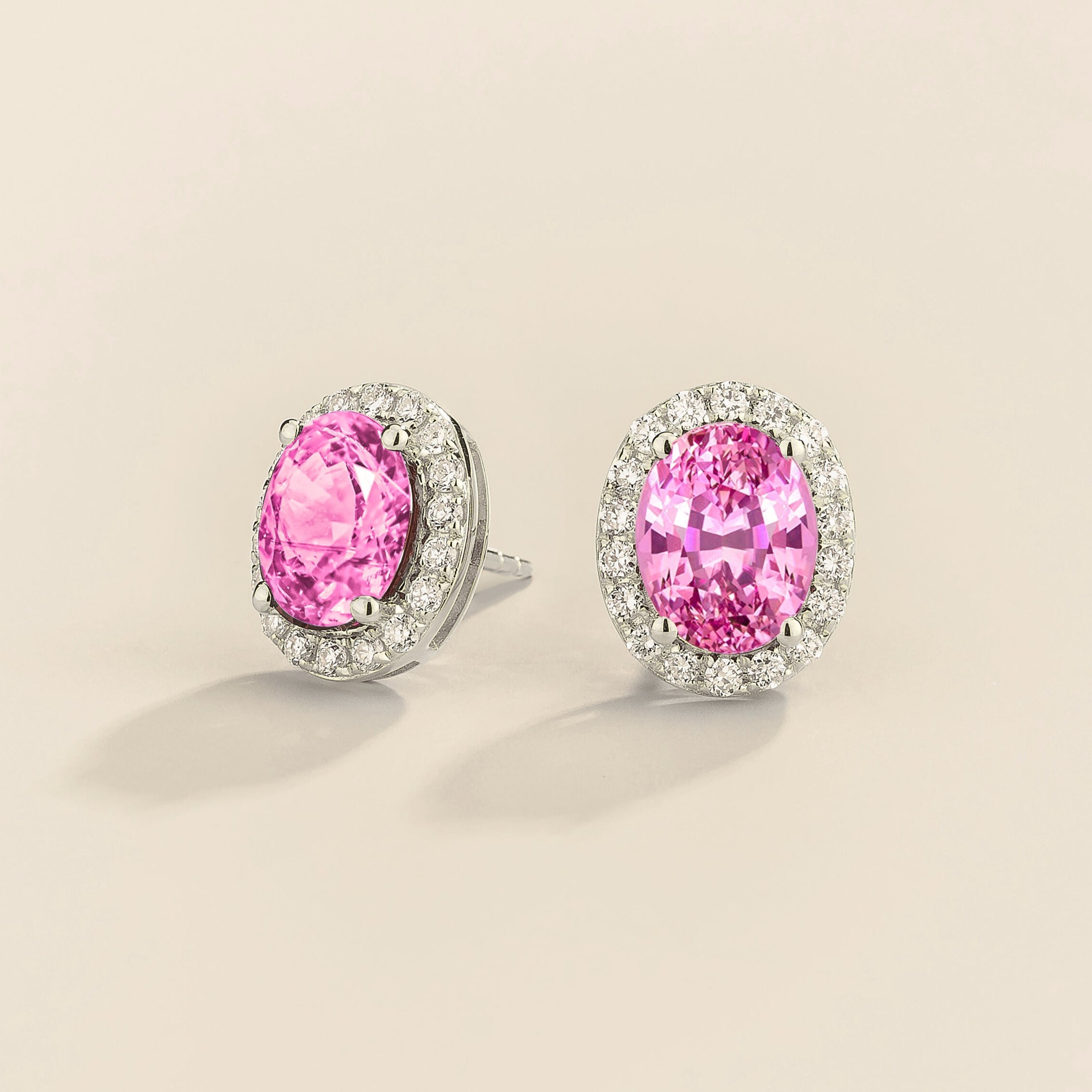 Mina White Gold Earrings in Pink Sapphire & Diamonds