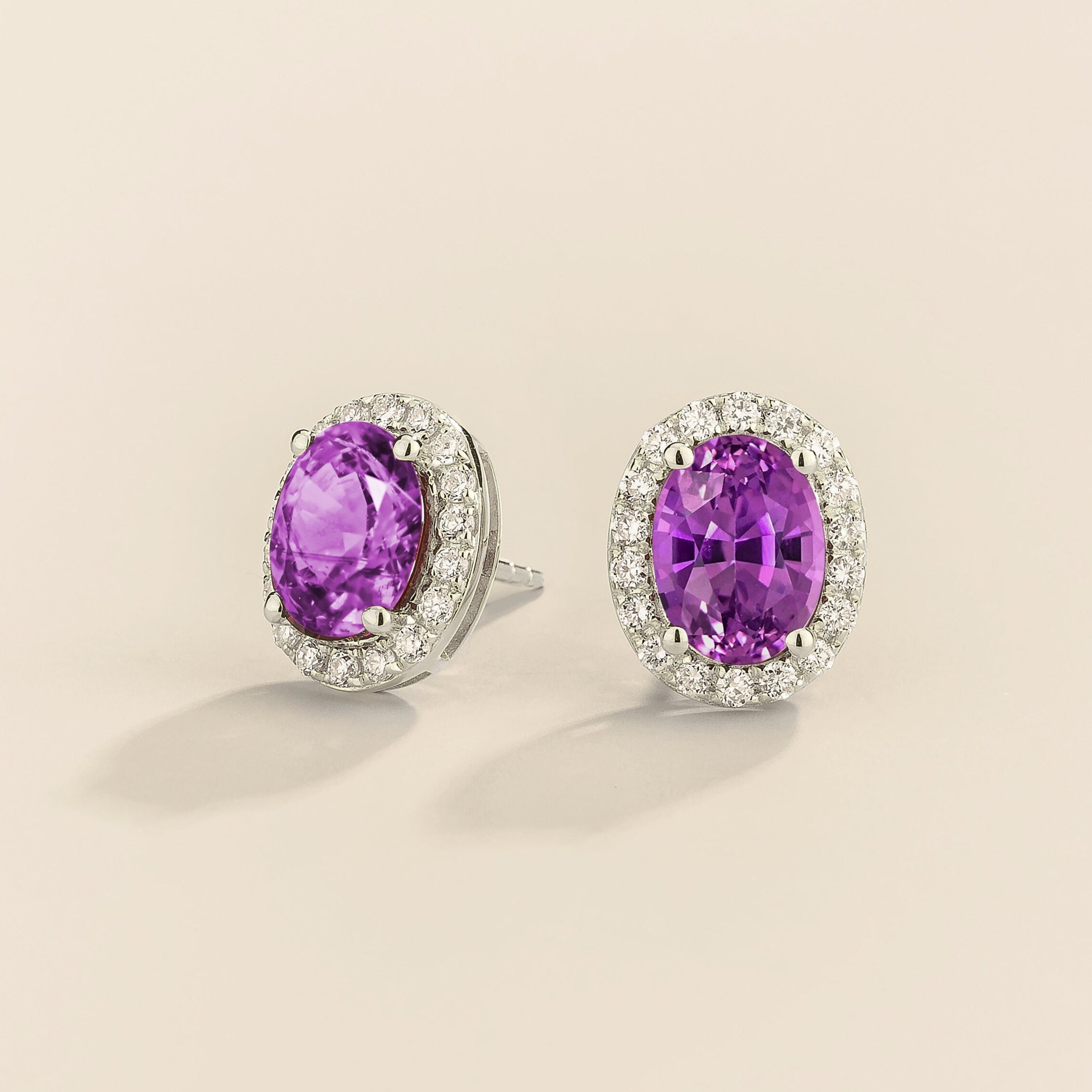Mina White Gold Earrings in Purple Sapphire & Diamonds