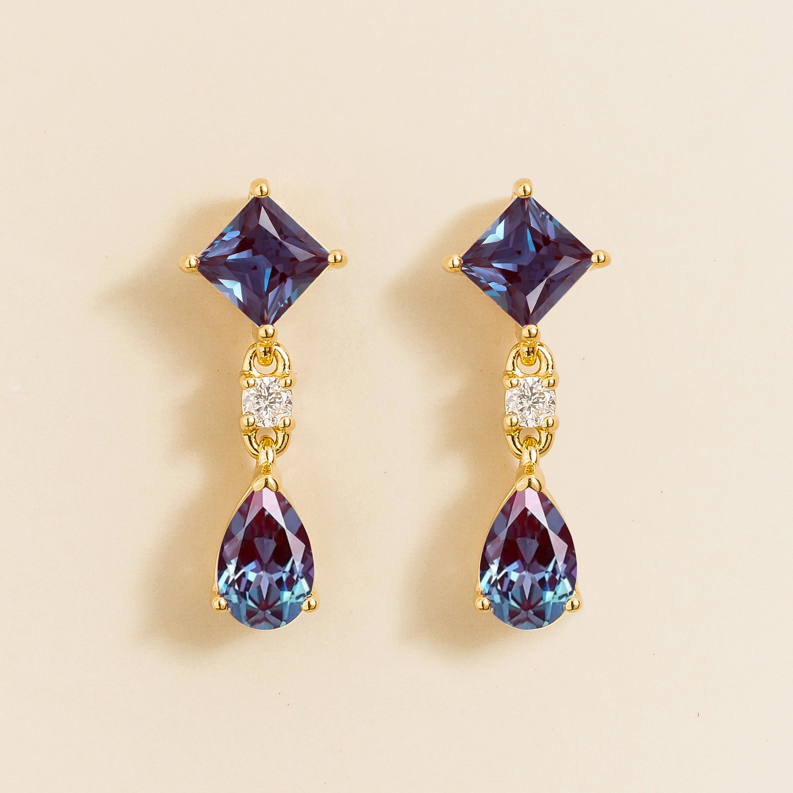 Ori Alexandrite & Diamond Drop Earrings In Gold