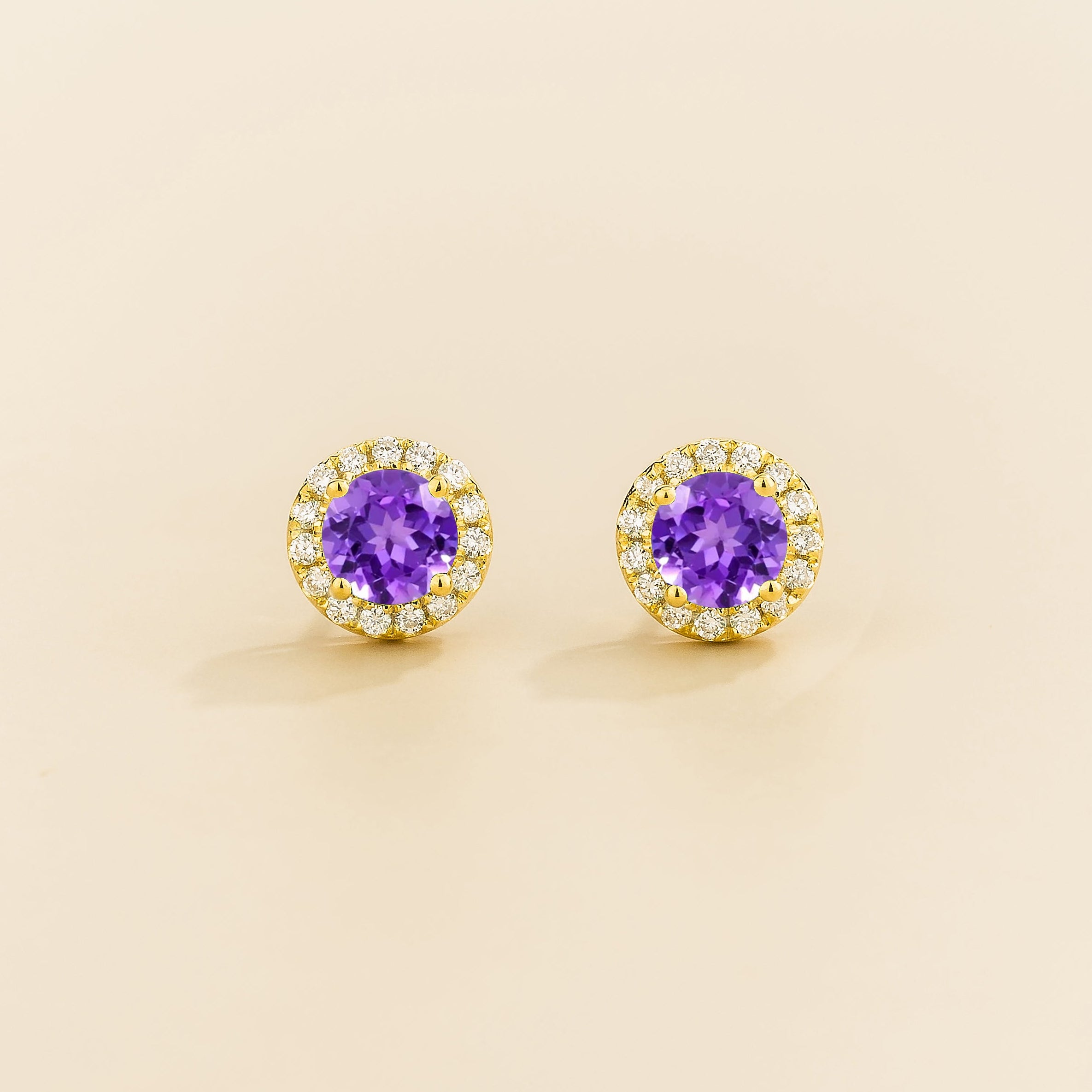Mars earrings in gold set with Purple Sapphire and Diamond