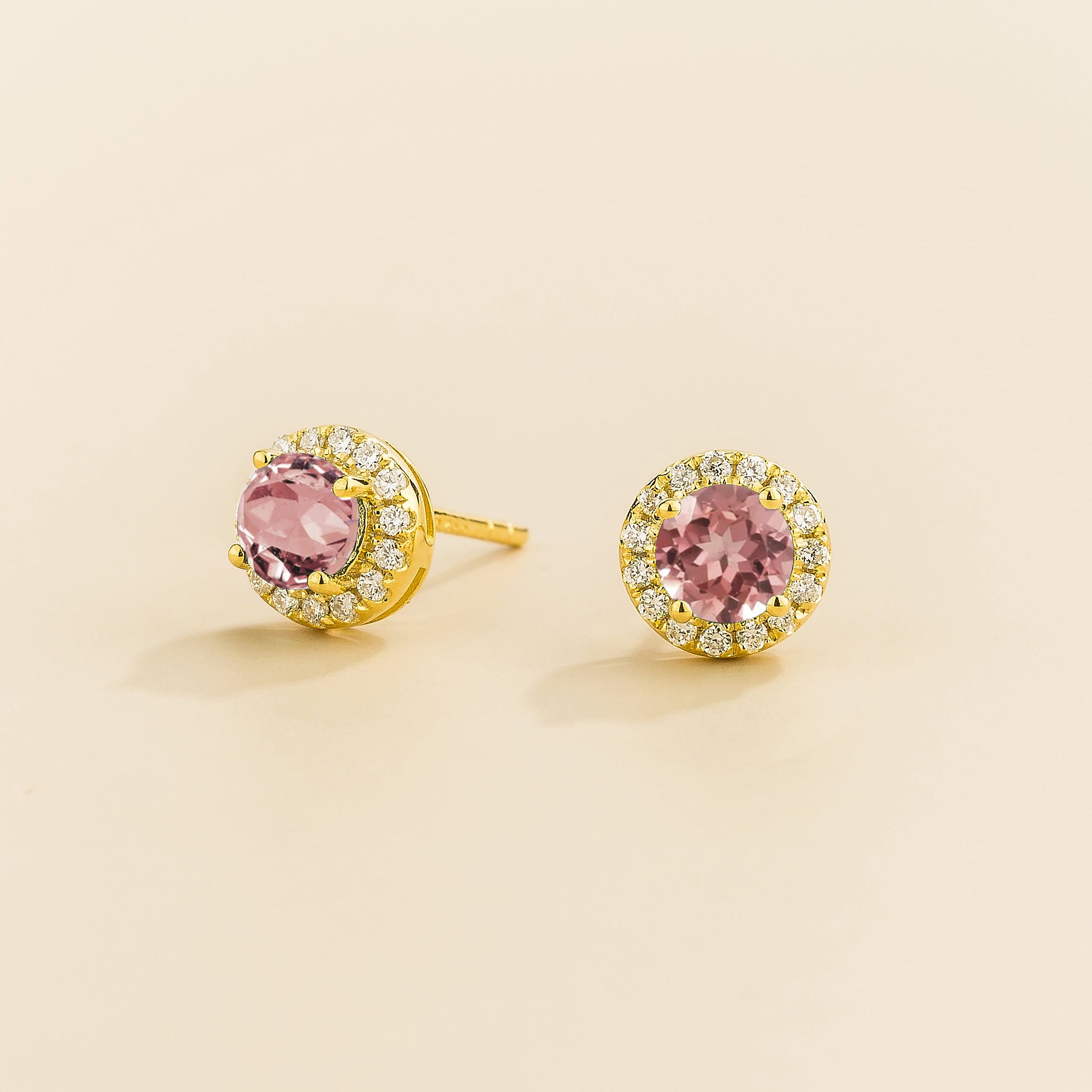 Mars earrings in gold set with Morganite and Diamond