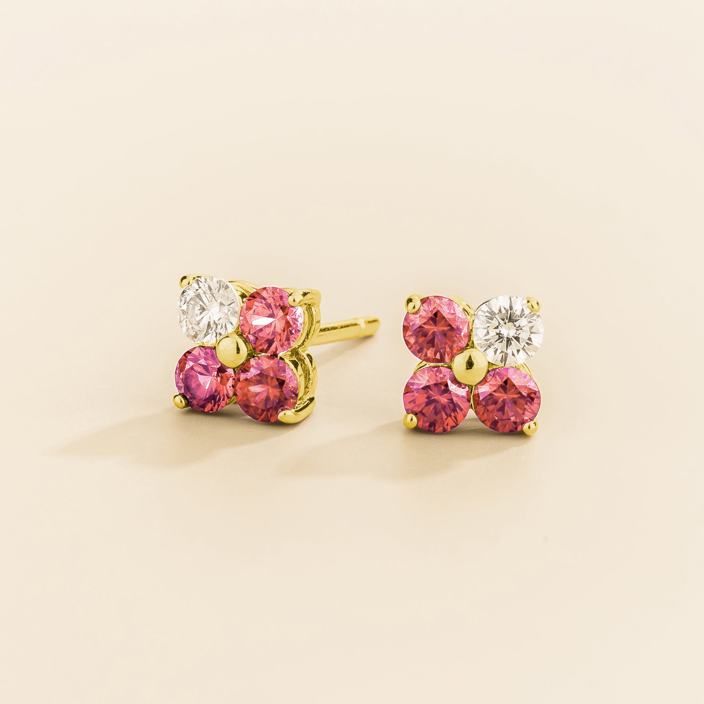 Clover Padparadscha Sapphire & Diamond Earrings In Gold